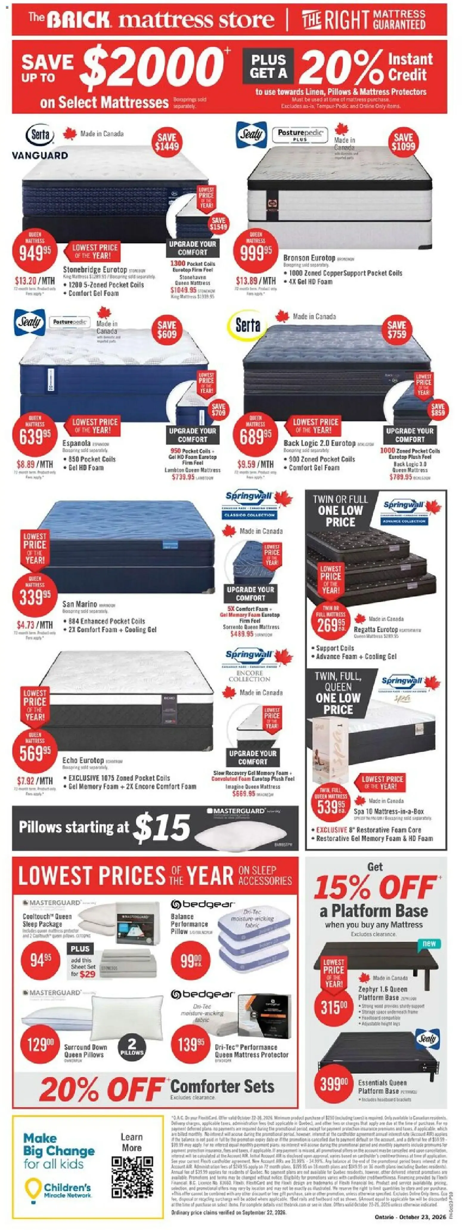 The BRICK mattress store President's Sale from October 22 to October 26 2026 - flyer page 3