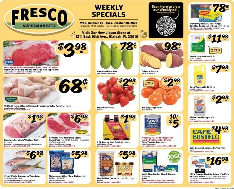 Current Fresco y Más leaflet valid from Wednesday 10/14/2026 to Tuesday 10/20/2026