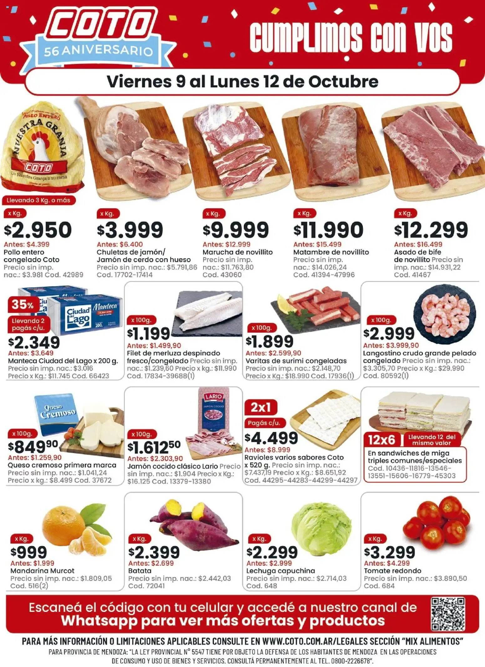 Ofertas de Coto 56 Aniversario - Cumplimos con vos 9 de octubre al 12 de octubre 2026 - Página 1 del catálogo