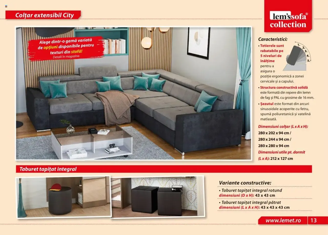 Catalog LEMS Canapele lemssofa collection - Colţar extensibil KIEV de la 17 noiembrie până la 31 ianuarie 2027 - Revista Pagina 13