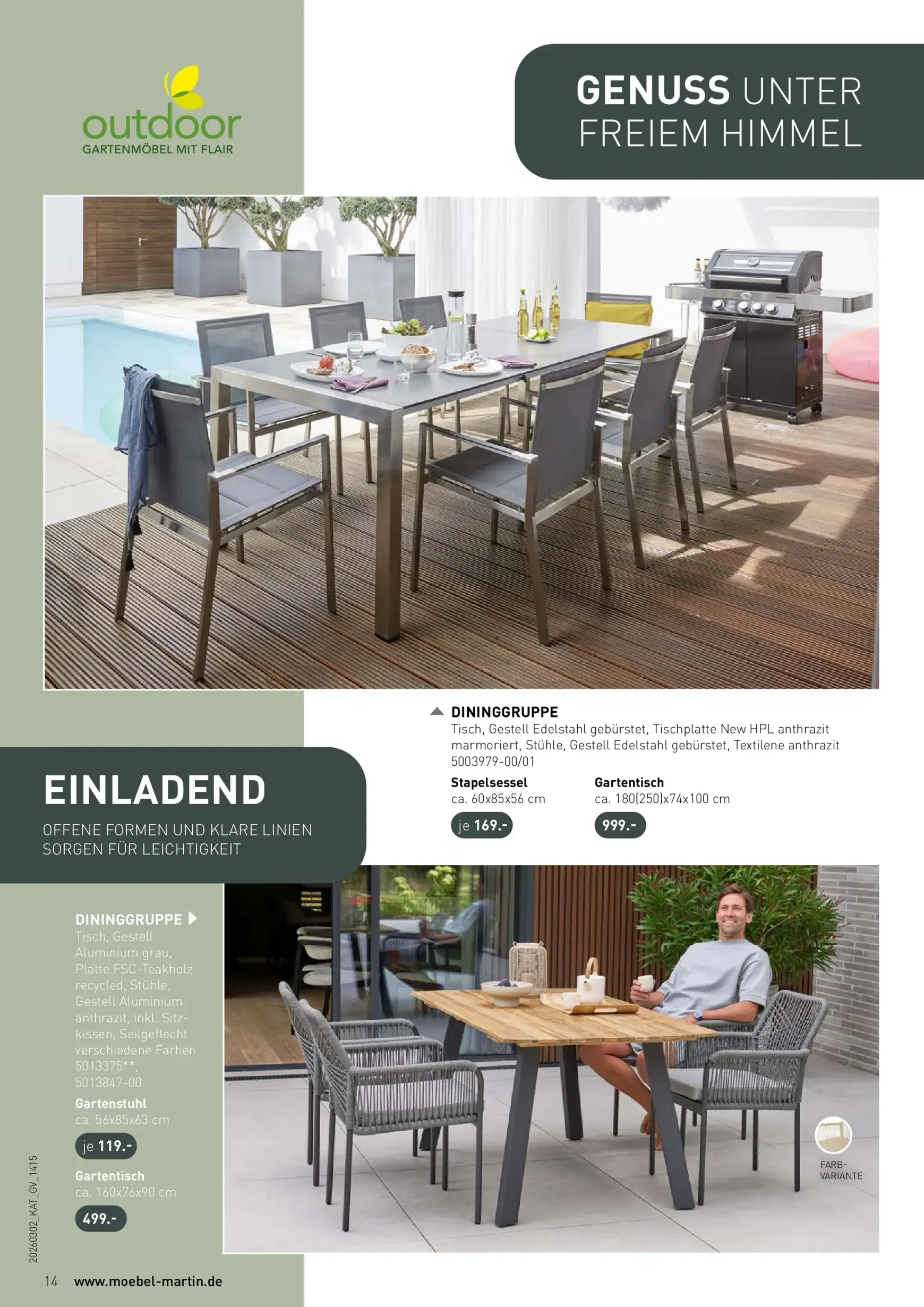 Möbel Martin - Moderne Outdoor-Möbel Prospekt – von Sonntag 01.03.2026 bis Montag 31.08.2026 von 2. März bis 31. August 2026 - Prospekt seite 14