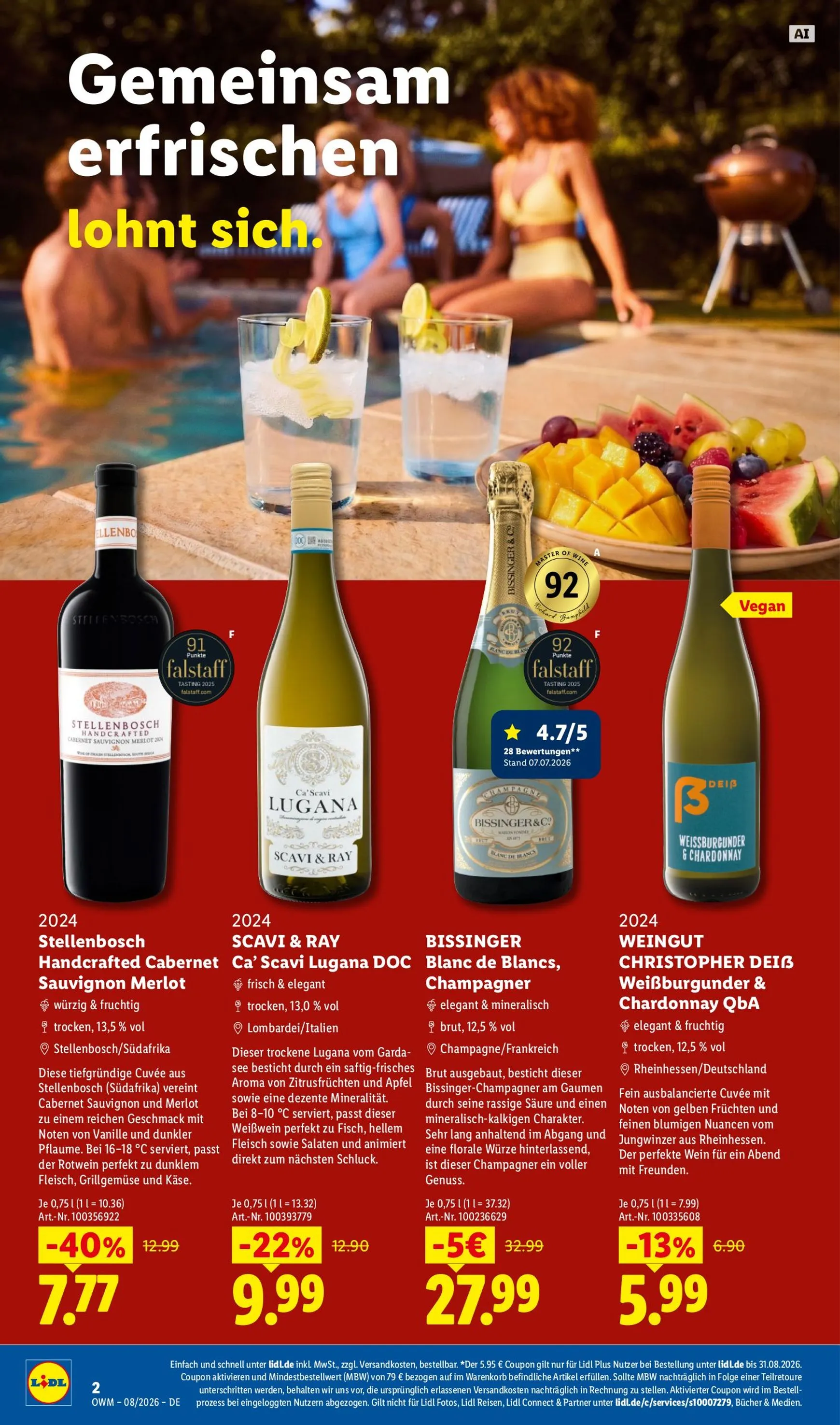 Lidl - Wein & Spirituosen Prospekt – von Samstag 01.08.2026 bis Montag 31.08.2026 von 1. August bis 31. August 2026 - Prospekt seite 2