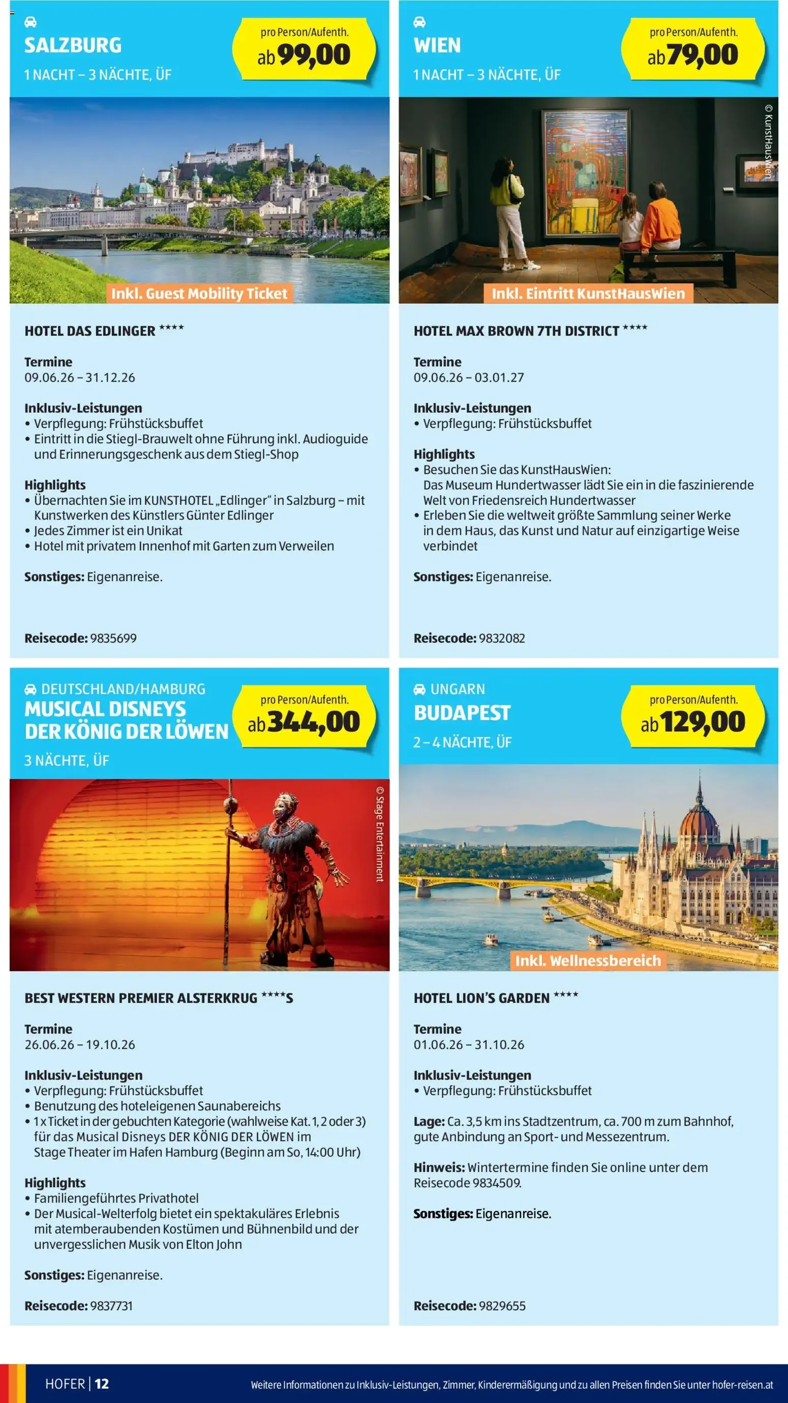 Hofer Sommerdeals Hofer Reisen ab 27.05.2026 - Angebote, Aktionen von 27. Mai bis 30. Juni 2026 - Flugblätt seite  12