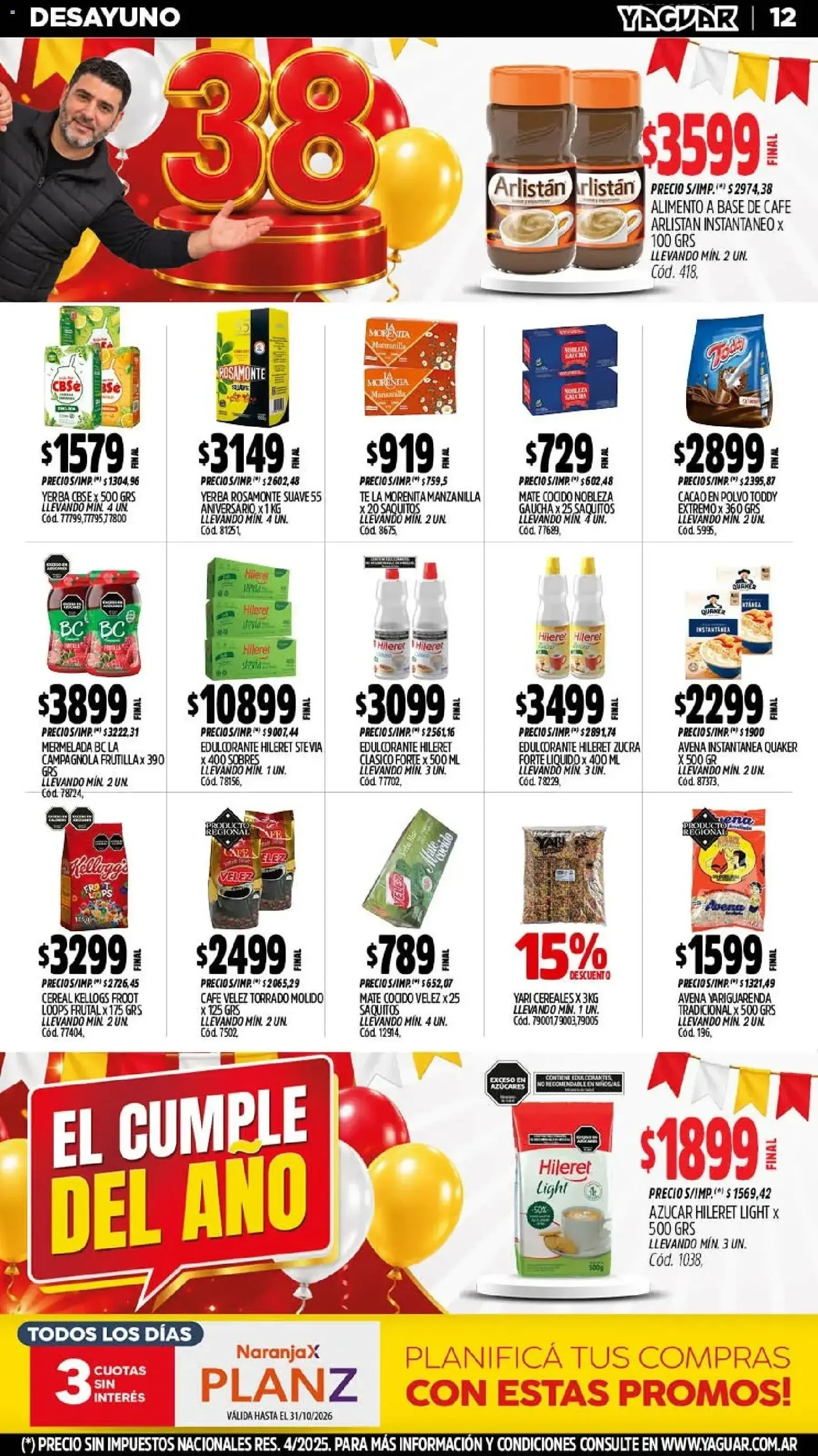 Ofertas de Mayorista Yaguar - El Cumple del Año 38 - Oferta Semanal Salta 5 de octubre al 11 de octubre 2026 - Página 10 del catálogo