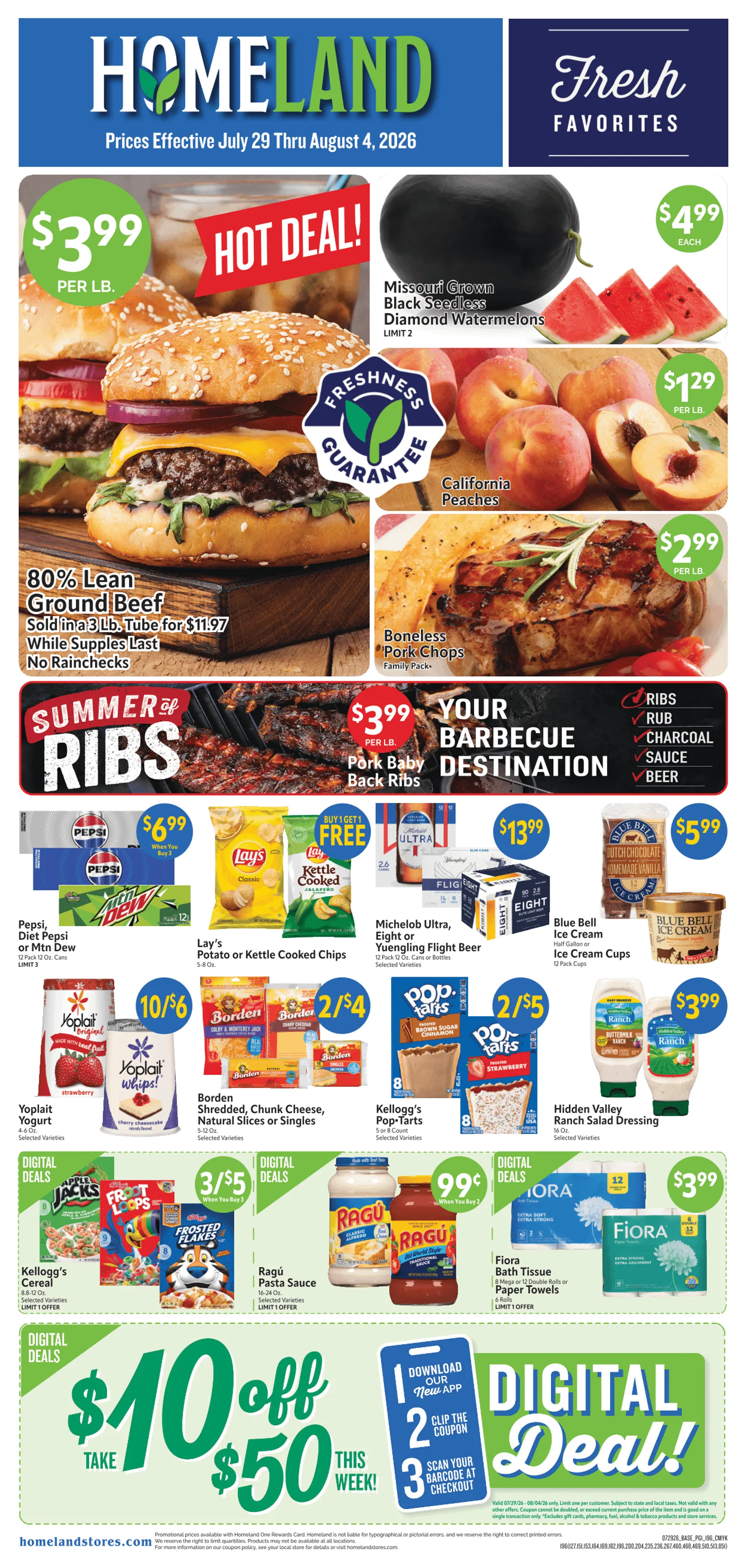Current Homeland Stores leaflet valid from Wednesday 07/29/2026 to Tuesday 08/04/2026