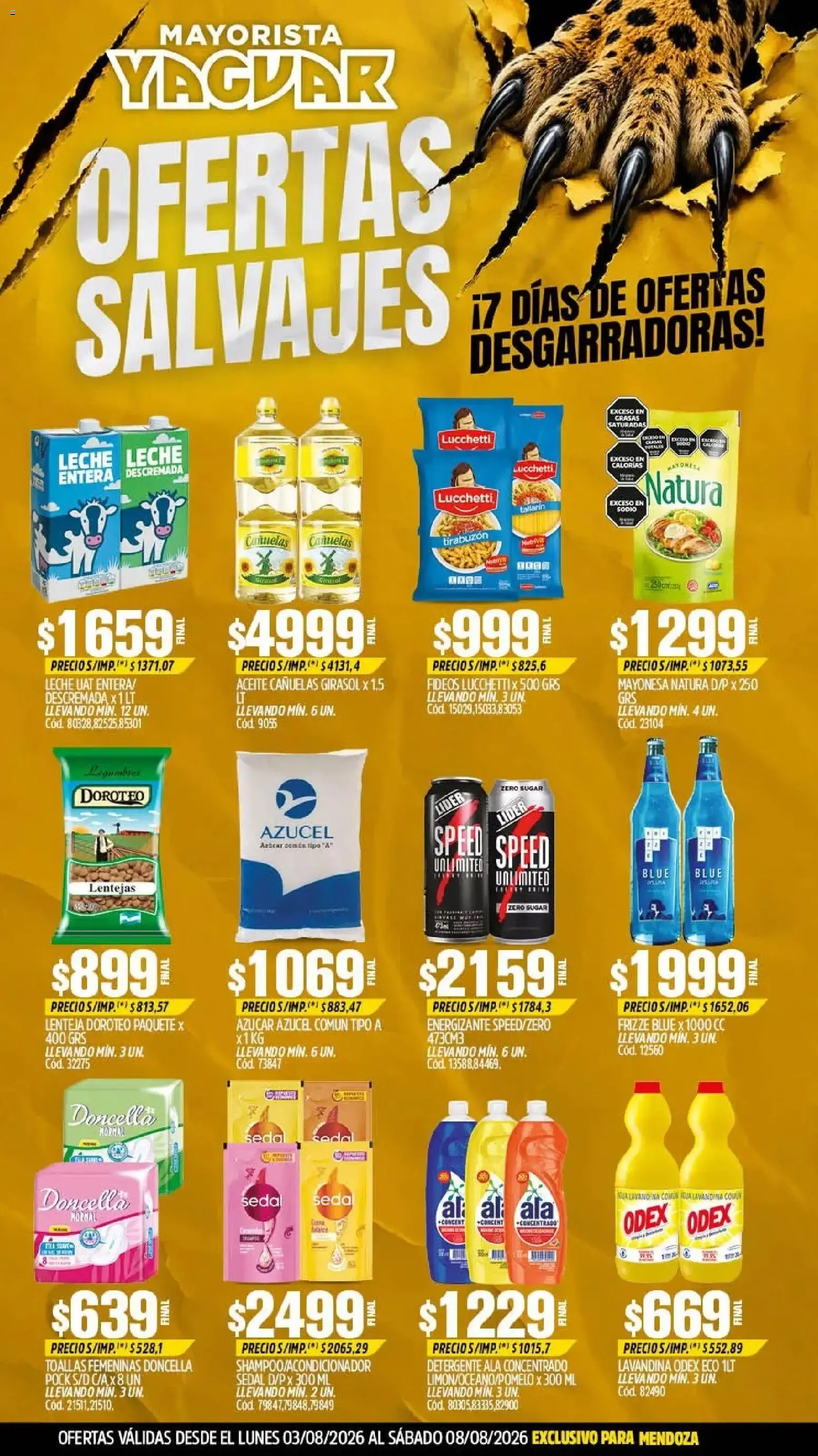 Ofertas de MAYORISTA YAGUAR OFERTAS SALVAJES 3 de agosto al 8 de agosto 2026 - Página 1 del catálogo