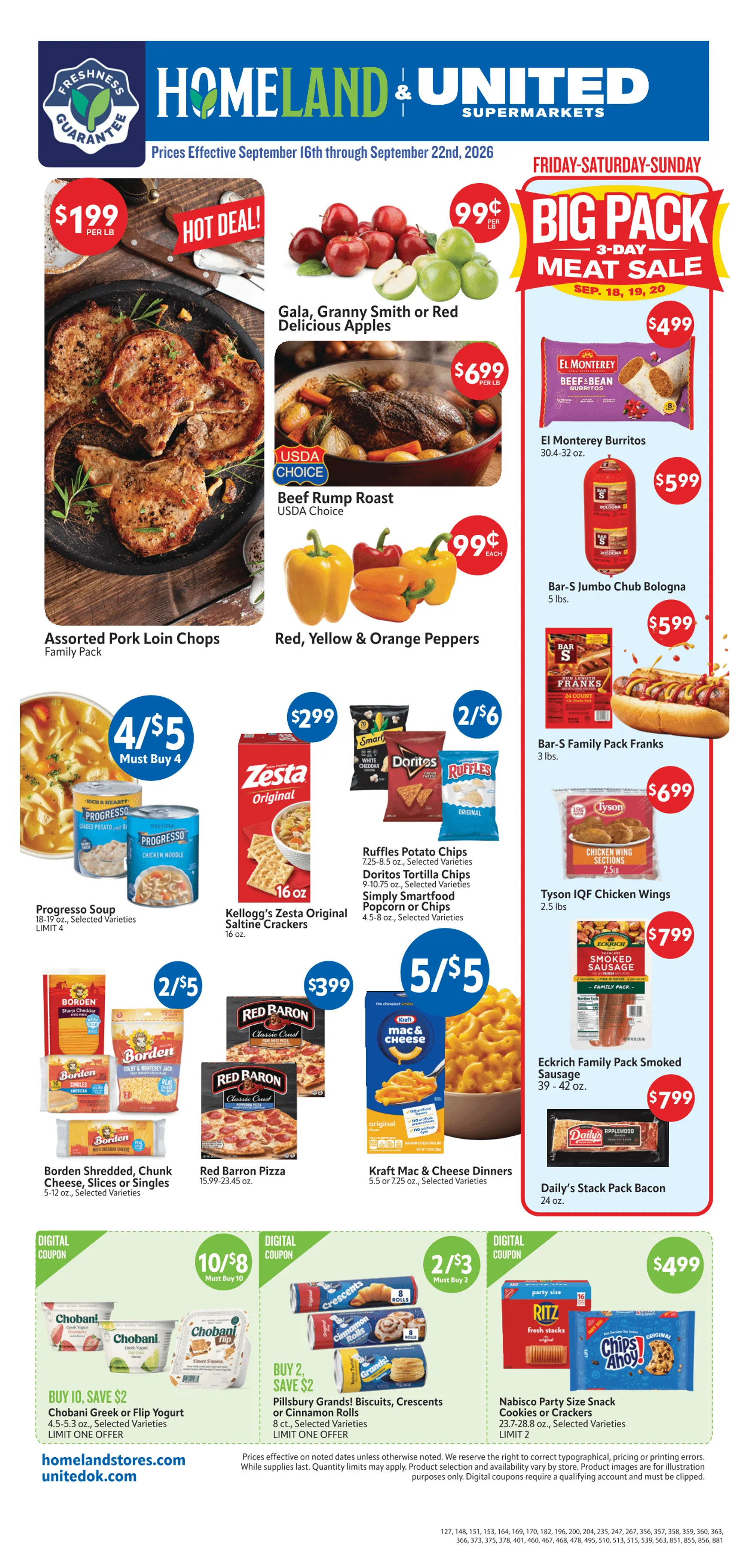 Weekly ad Current Homeland Stores leaflet valid from Wednesday 09/16/2026 to Tuesday 09/22/2026 from September 16 to September 22 2026 - Page 1