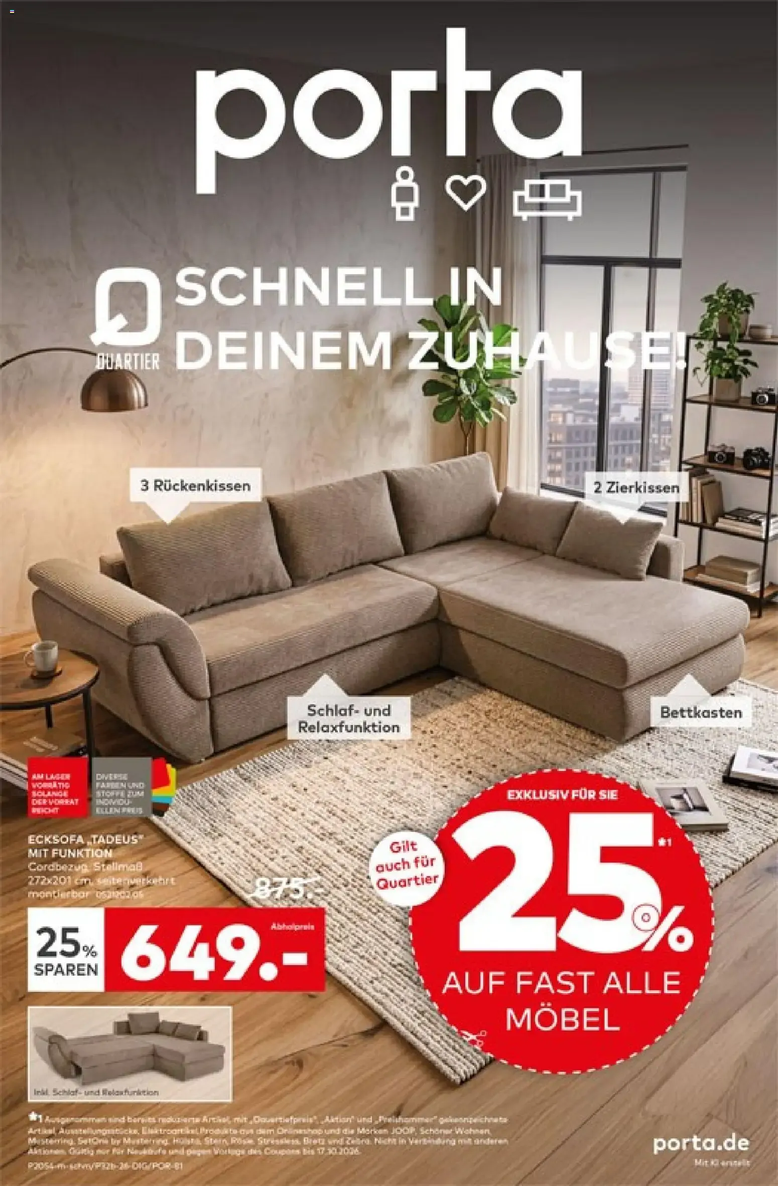 Porta! Prospekt Schnell in deinem Zuhause (ab 04.10.2026) zum Blättern von 4. Oktober bis 17. Oktober 2026 - Prospekt seite 1