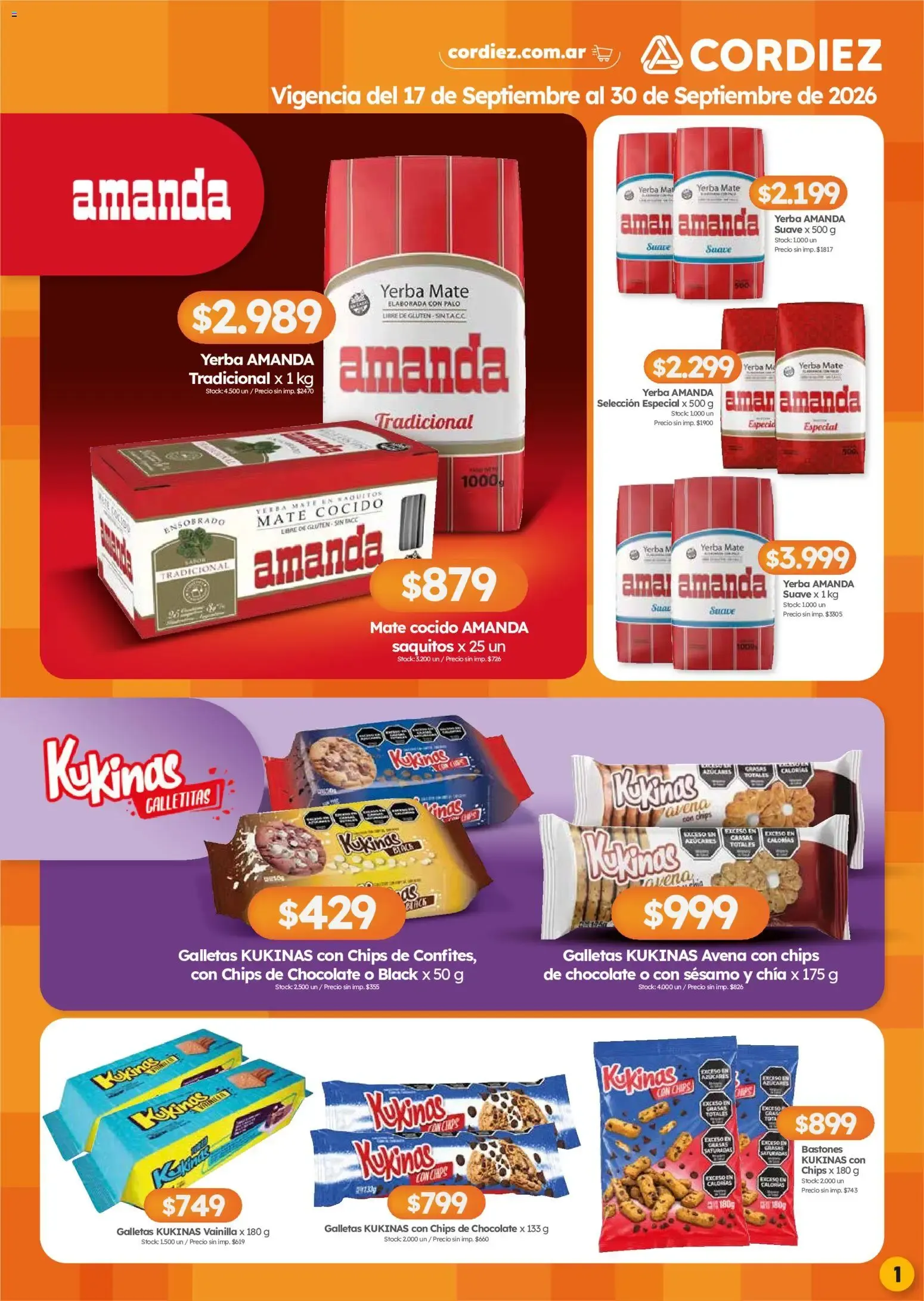 Ofertas de Cordiez - Marcas destacadas || del 17/09/2026 - 30/09/2026 || Catálogo 17 de septiembre al 30 de septiembre 2026 - Página 1 del catálogo