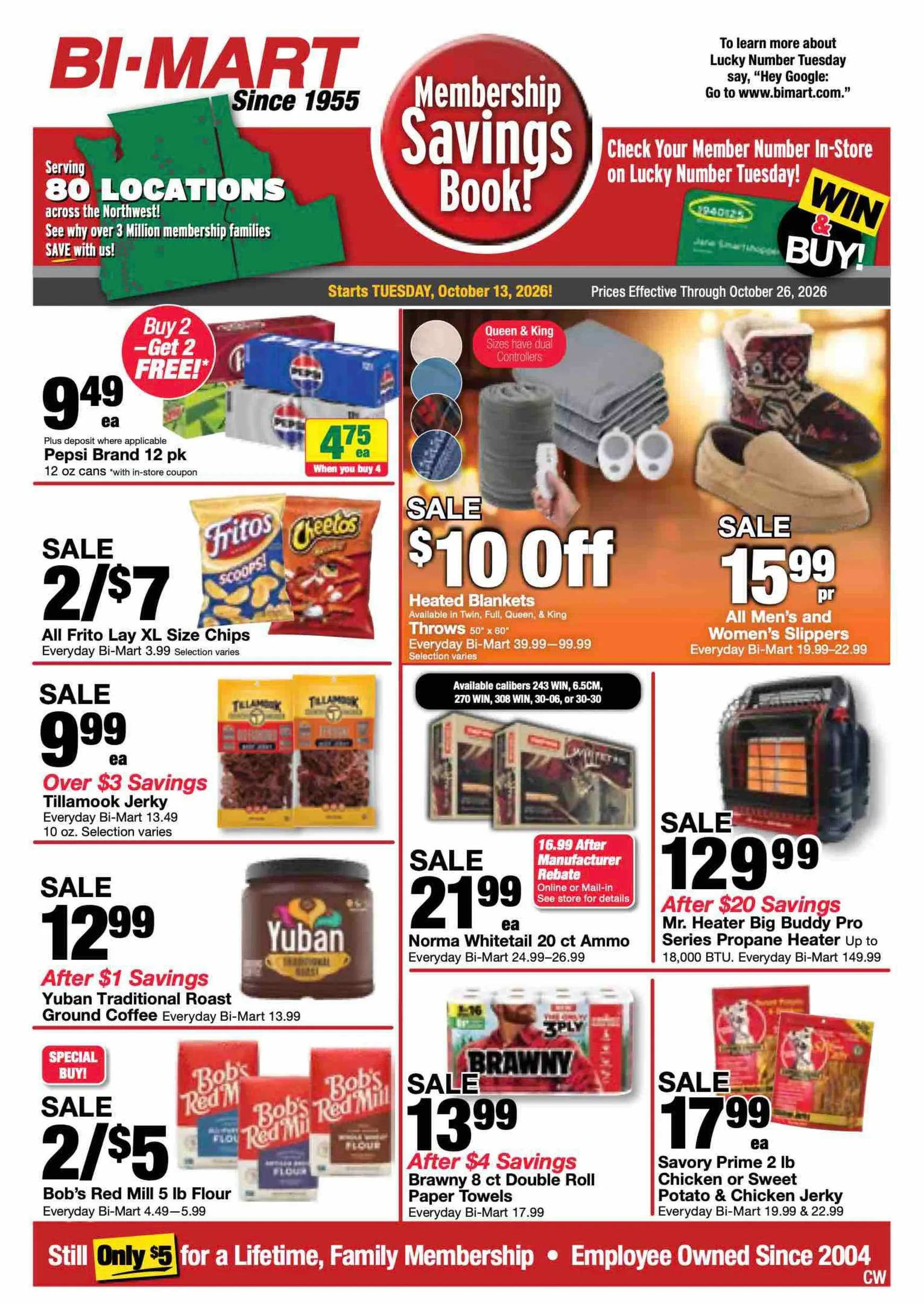 Weekly ad Current Bi-Mart leaflet valid from Tuesday 10/13/2026 to Monday 10/26/2026 from October 13 to October 26 2026 - Page 1