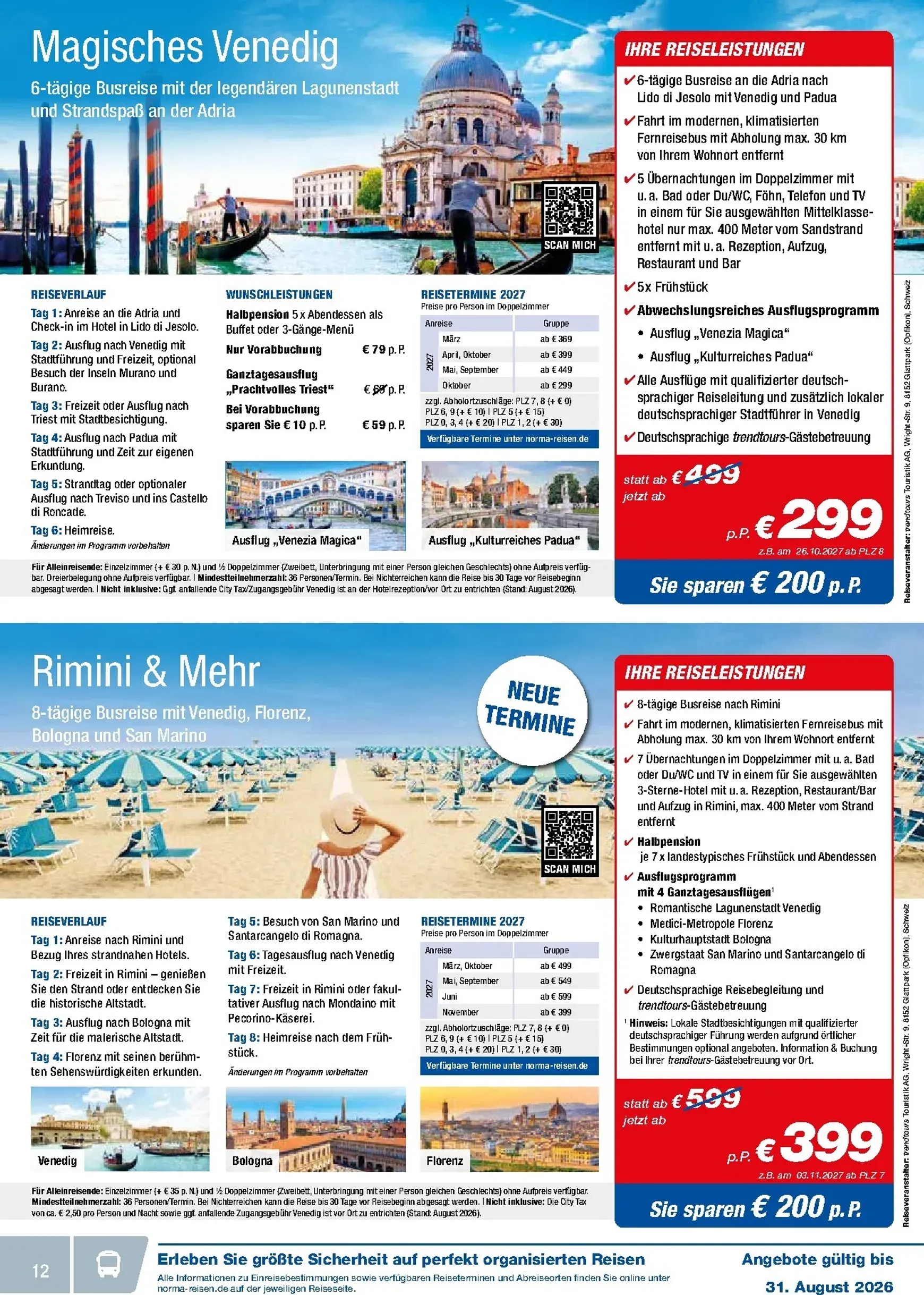 Norma - Reisen Prospekt – von Samstag 01.08.2026 bis Montag 31.08.2026 von 1. August bis 31. August 2026 - Prospekt seite 12
