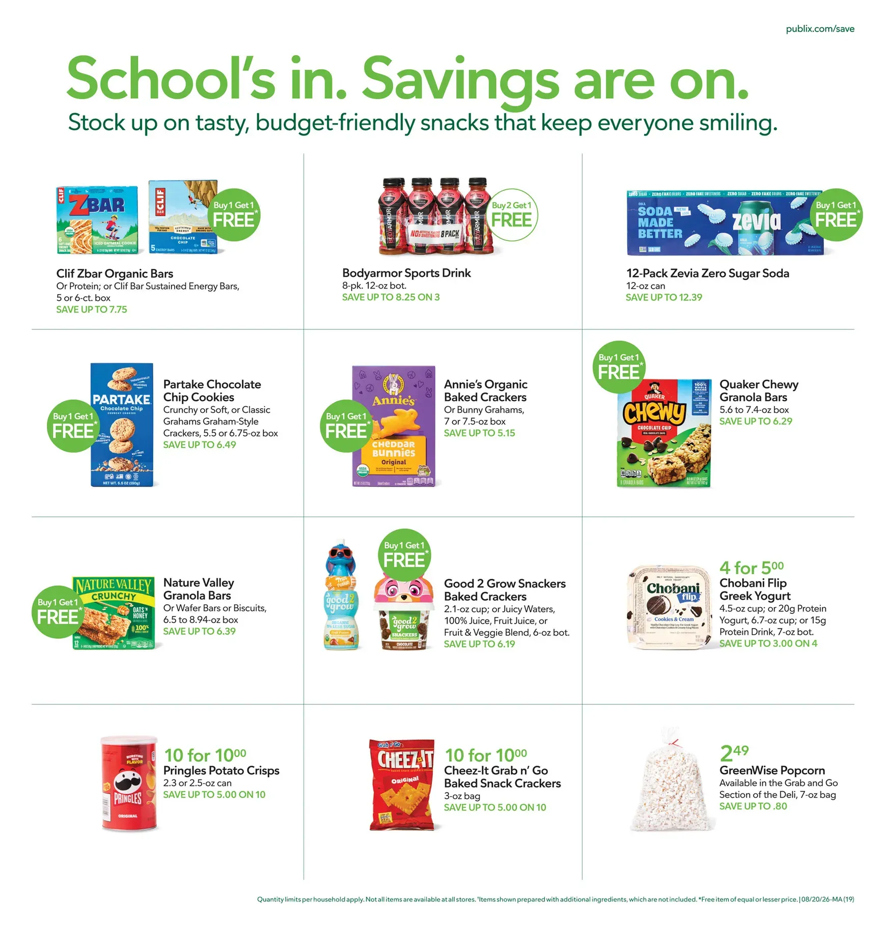 Weekly promotion Current Publix leaflet valid from Thursday 08/20/2026 to Wednesday 08/26/2026 spanning from August 20 to August 26 2026 - Page 19 for Catalogue 365