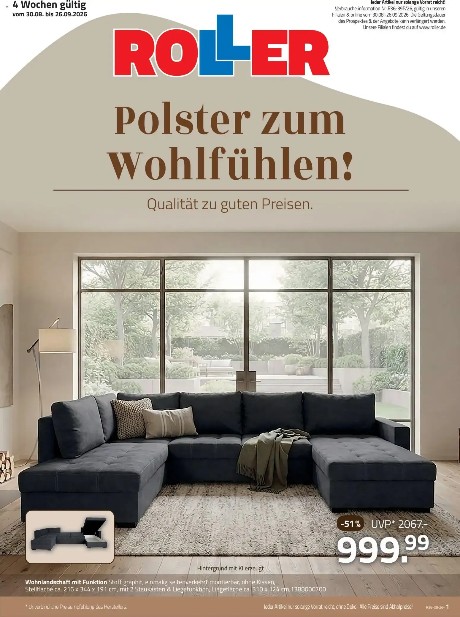 Polster zum Wohlfühlen! von 30. August bis 26. September 2026 - Prospekt seite 1