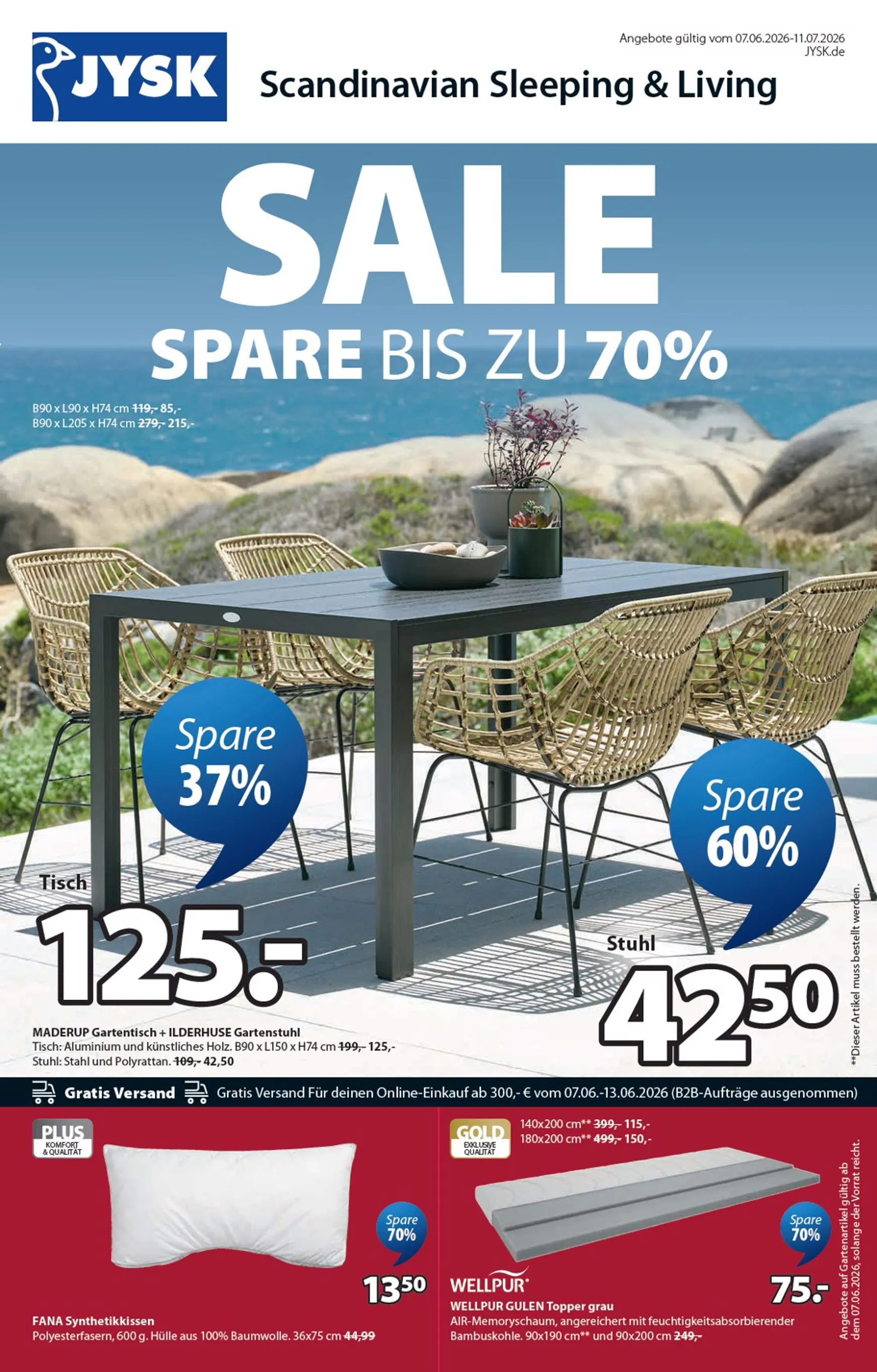 JYSK - SALE con hasta un 70% de descuento en artículos para el hogar von 7. Juni bis 11. Juli 2026 - Prospekt seite 1