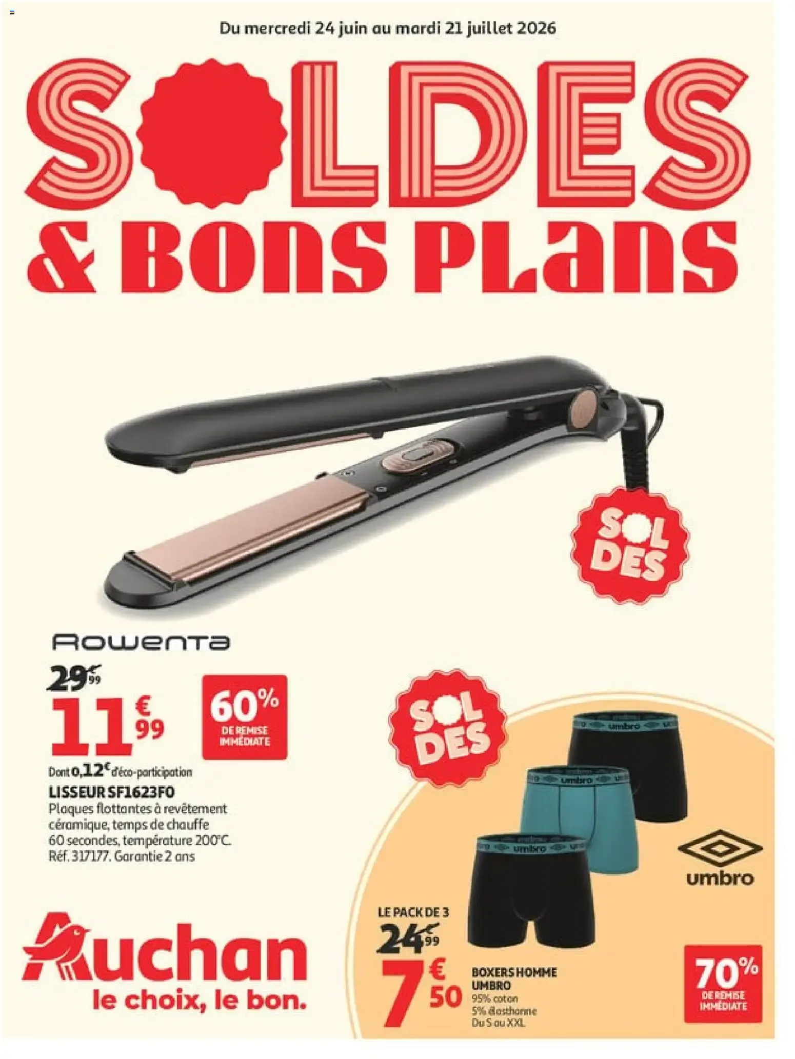 Auchan - Soldes & Bons Plans du 24 juin au 21 juillet 2026 - Catalogue page 1