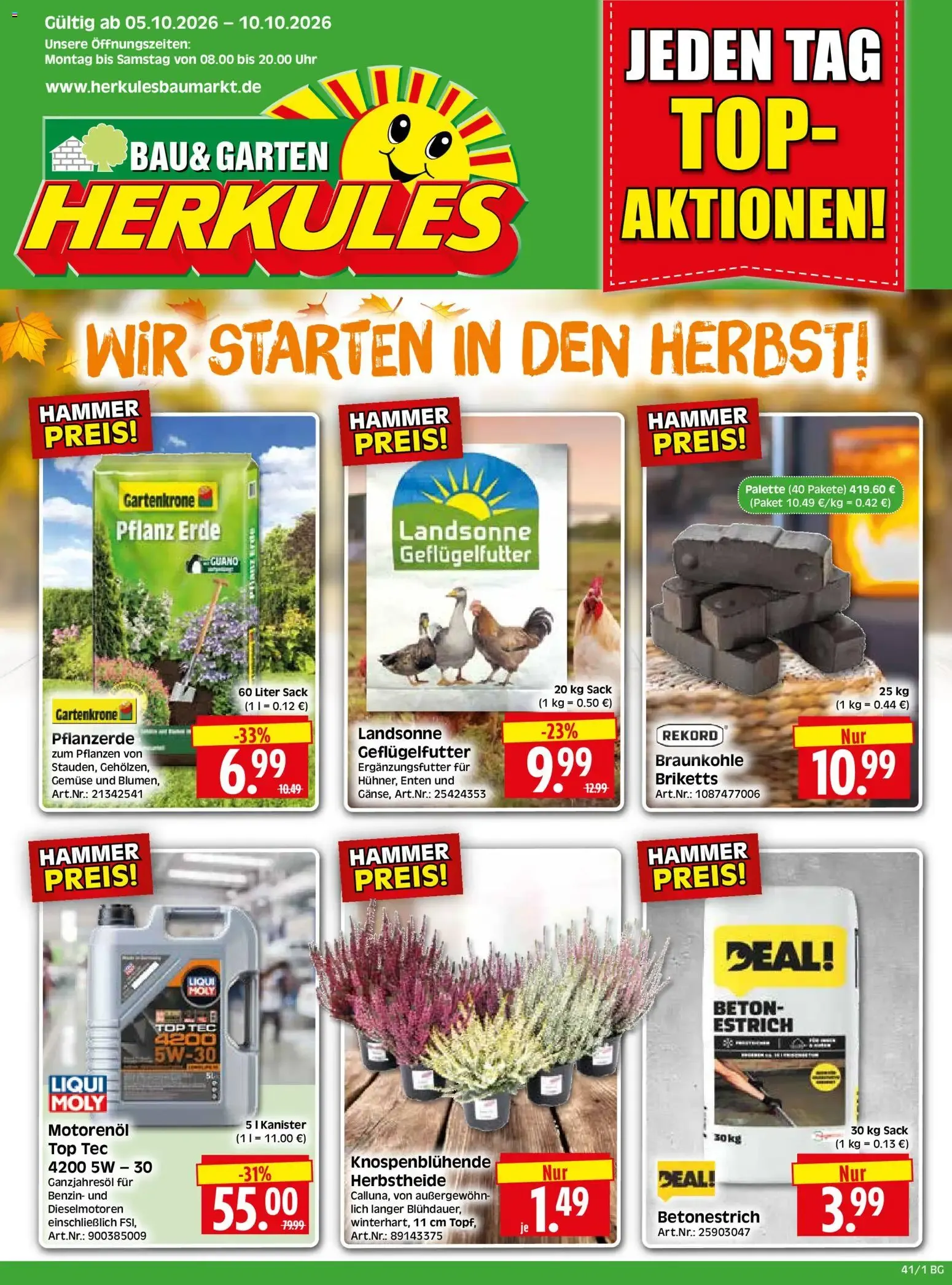 HERKULES Bau & Garten (ab 05.10.2026) zum Blättern von 5. Oktober bis 10. Oktober 2026 - Prospekt seite 1