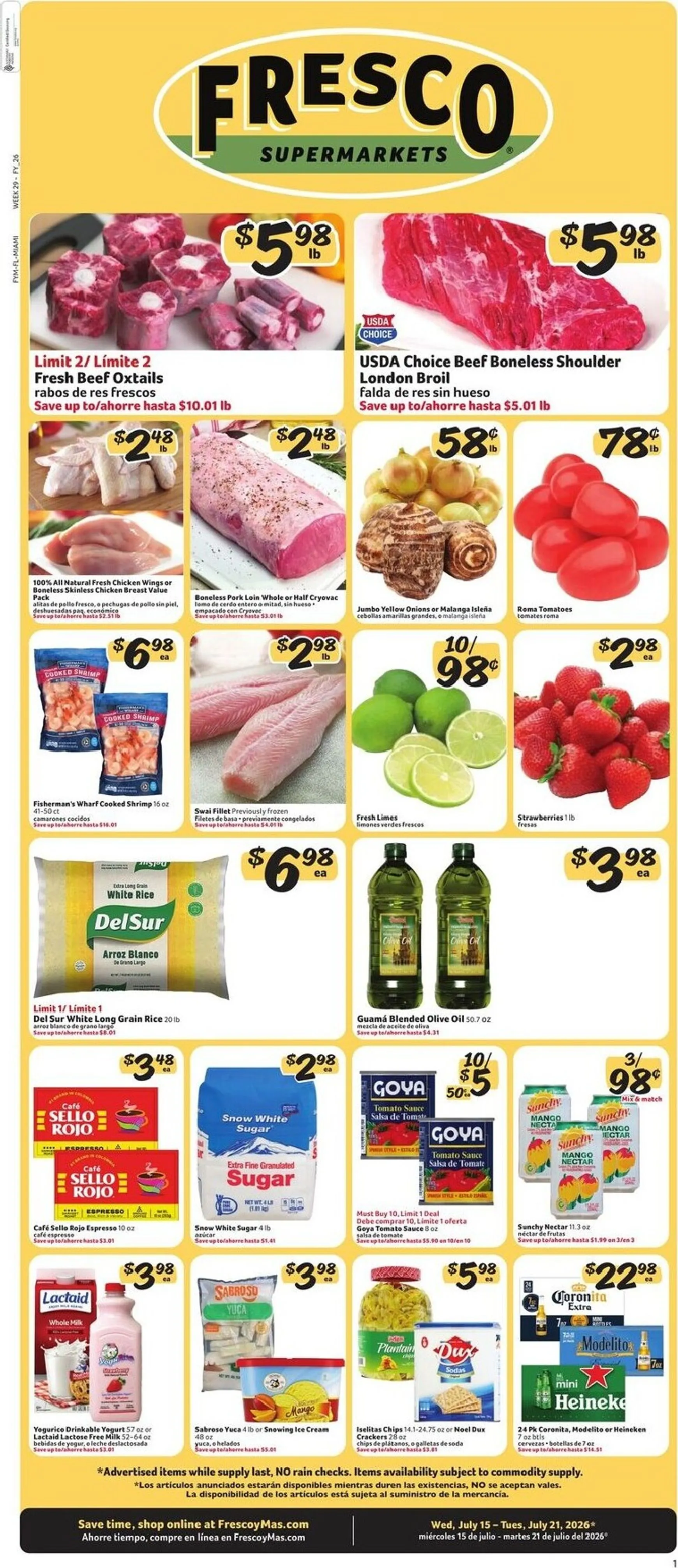 Weekly ad Current Fresco y Más leaflet valid from Wednesday 07/15/2026 to Tuesday 07/21/2026 from July 15 to July 21 2026 - Page 1
