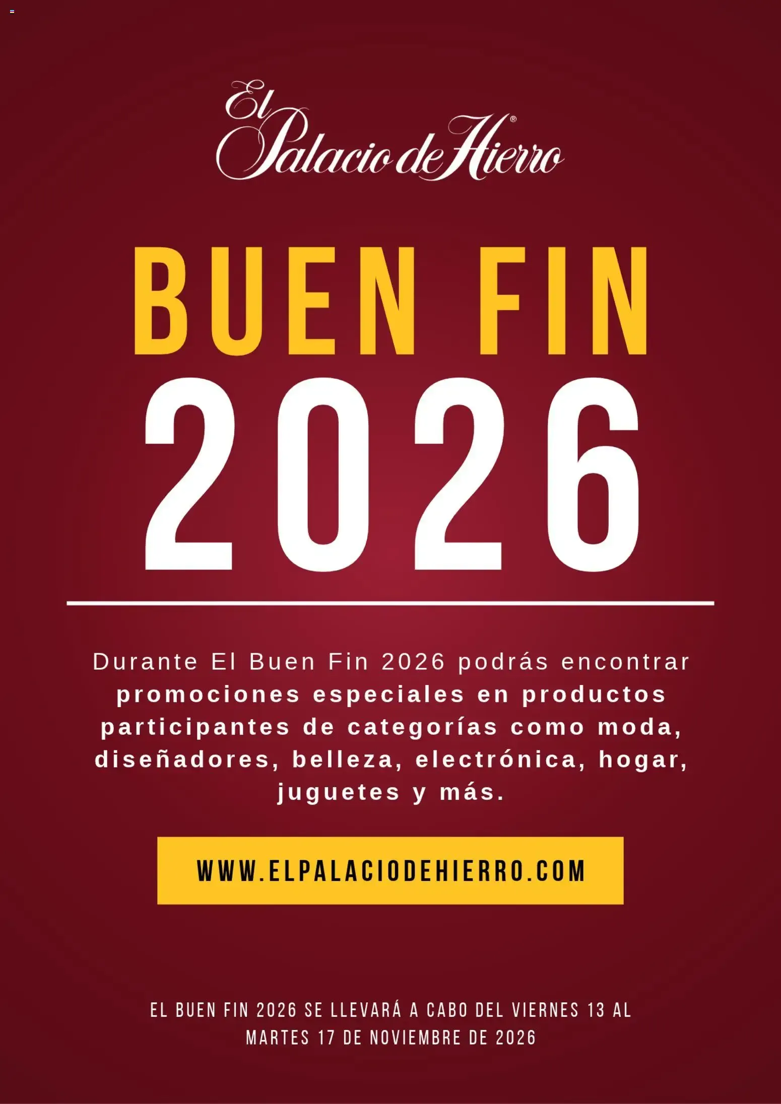 Catálogo de El Palacio de Hierro BUEN FIN 2026 13 de noviembre al 17 de noviembre 2026 - Pagina 1