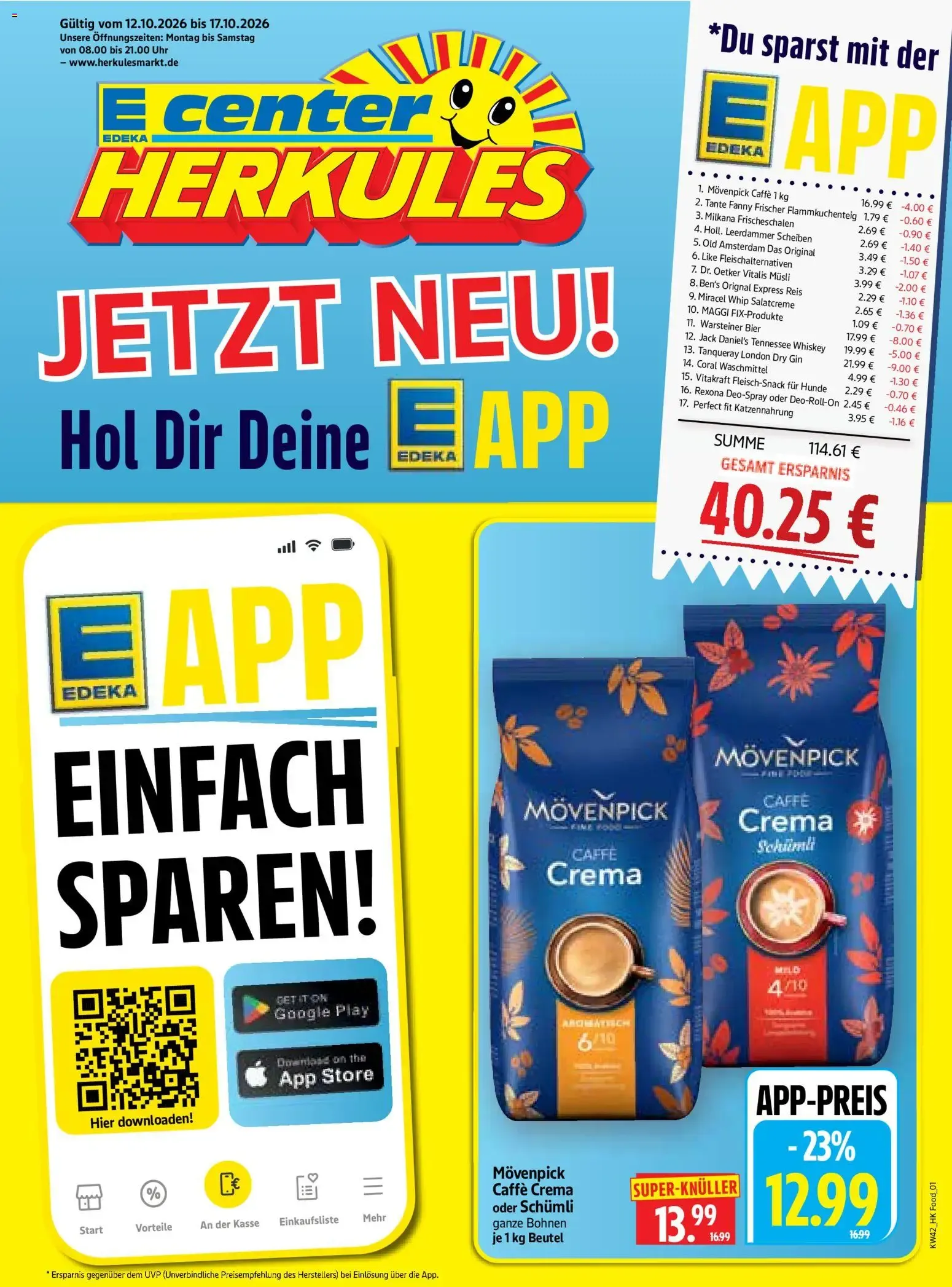 HERKULES EDEKA APP Prospekt von 12. Oktober bis 17. Oktober 2026 - Prospekt seite 1