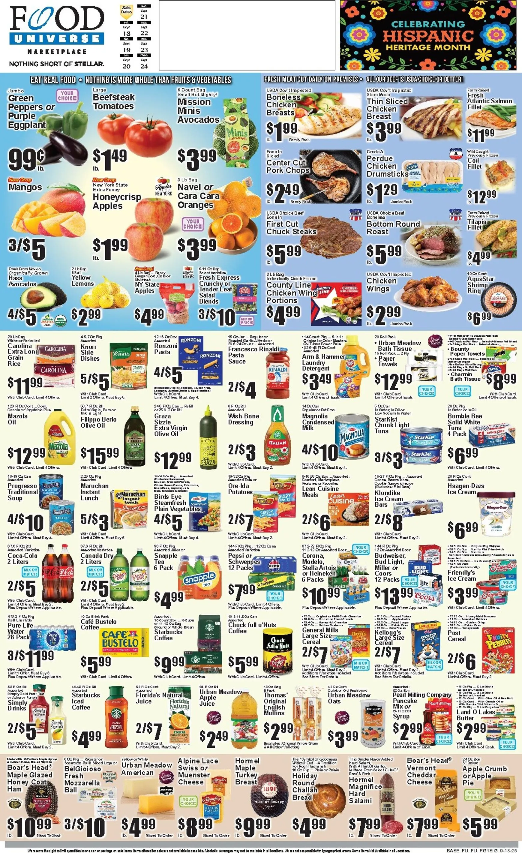 Weekly ad Current Food Universe leaflet valid from Friday 09/18/2026 to Thursday 09/24/2026 from September 18 to September 24 2026 - Page 1