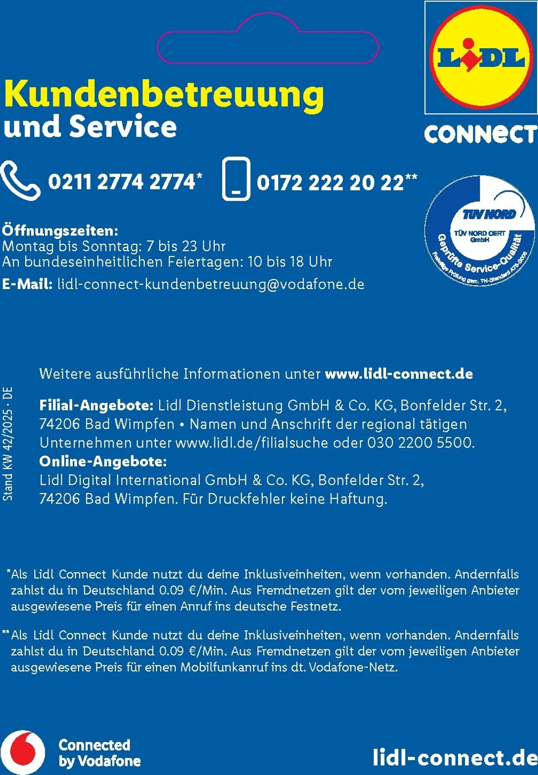 Lidl Connect - Tarif Übersicht von 1. Oktober bis 31. August 2026 - Prospekt seite 24