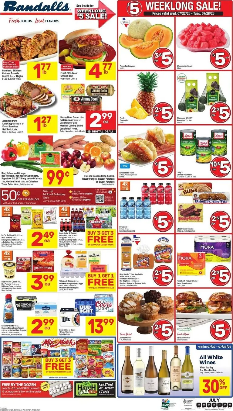 Weekly ad Current Randalls leaflet valid from Wednesday 07/22/2026 to Tuesday 07/28/2026 from July 22 to July 28 2026 - Page 1