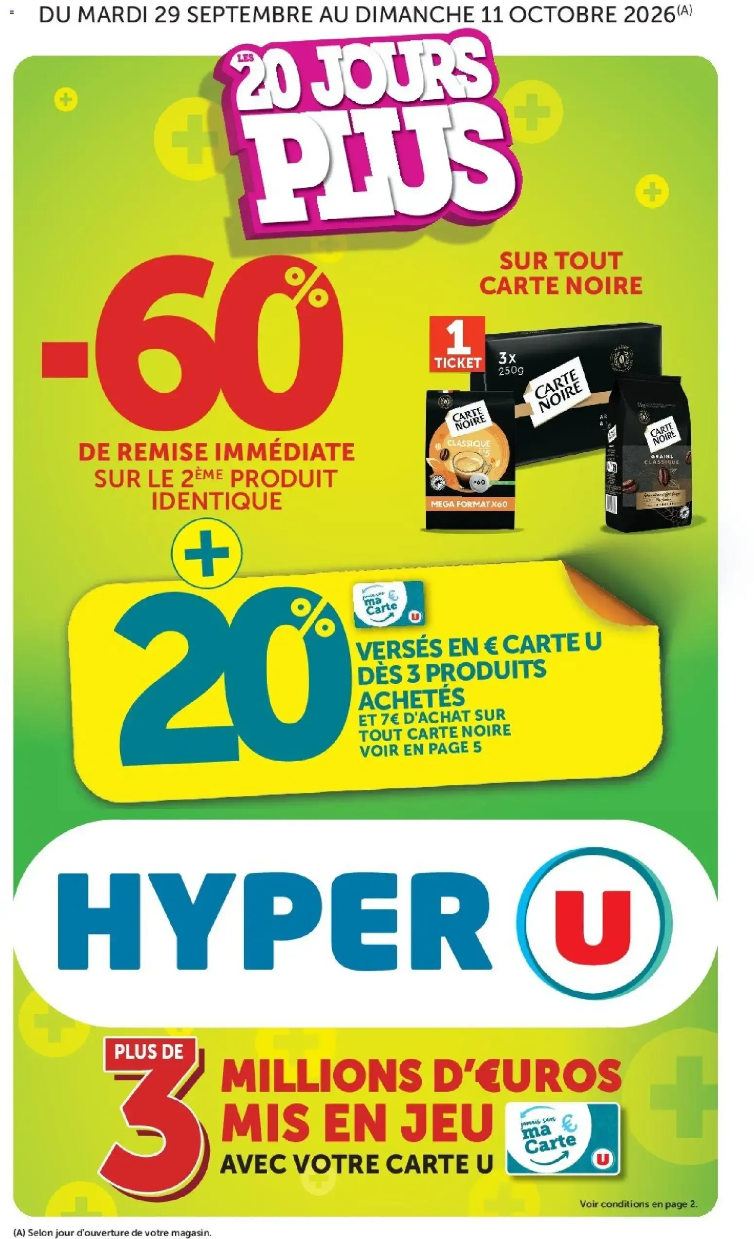 Hyper U Les 20 jours plus à partir du 29/09/2026 - promo en ligne du 29 septembre au 11 octobre 2026 - Catalogue page 1