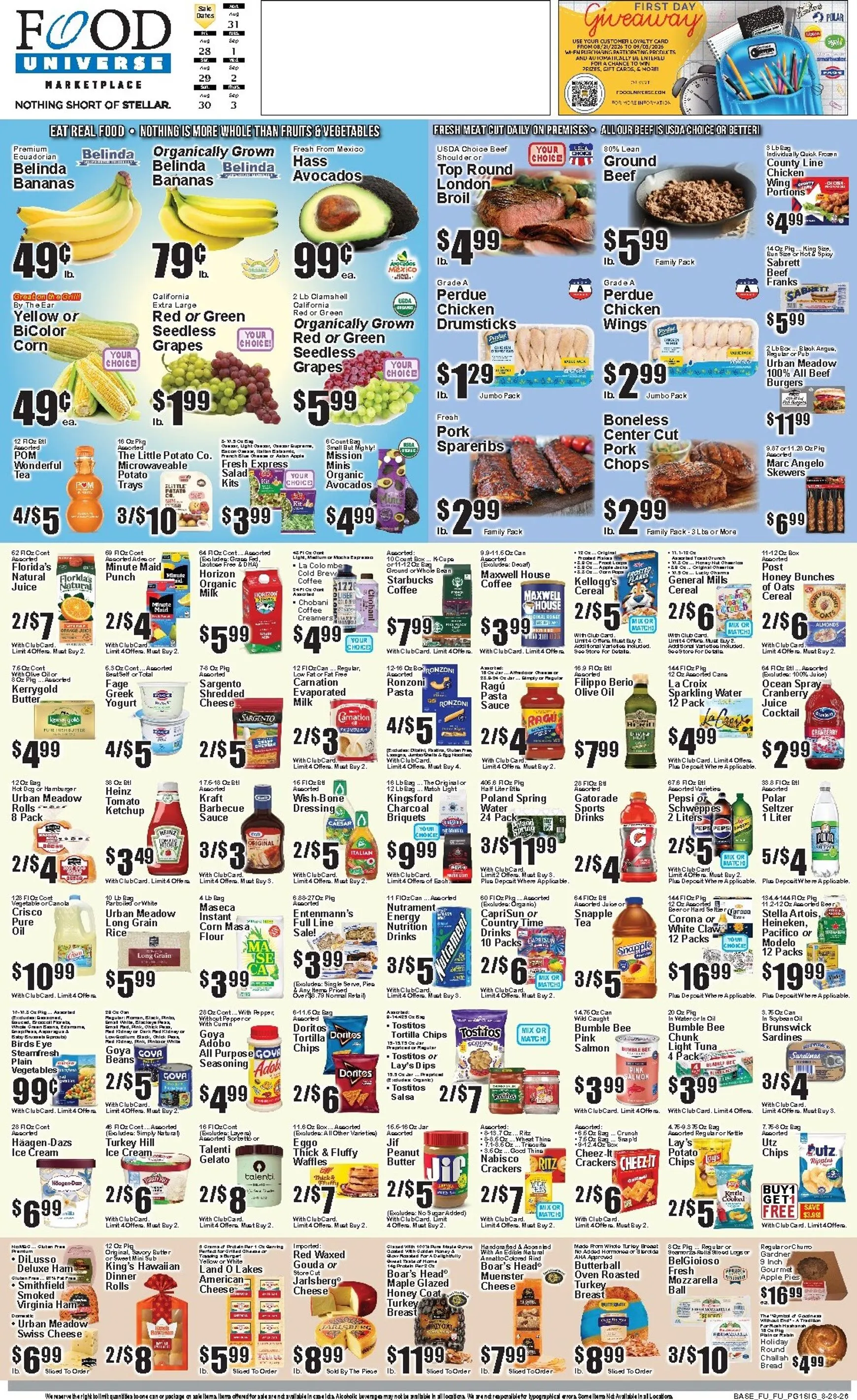 Weekly promotion Current Food Universe leaflet valid from Friday 08/28/2026 to Thursday 09/03/2026 spanning from August 28 to September 3 2026 - Page 1 for Catalogue 365