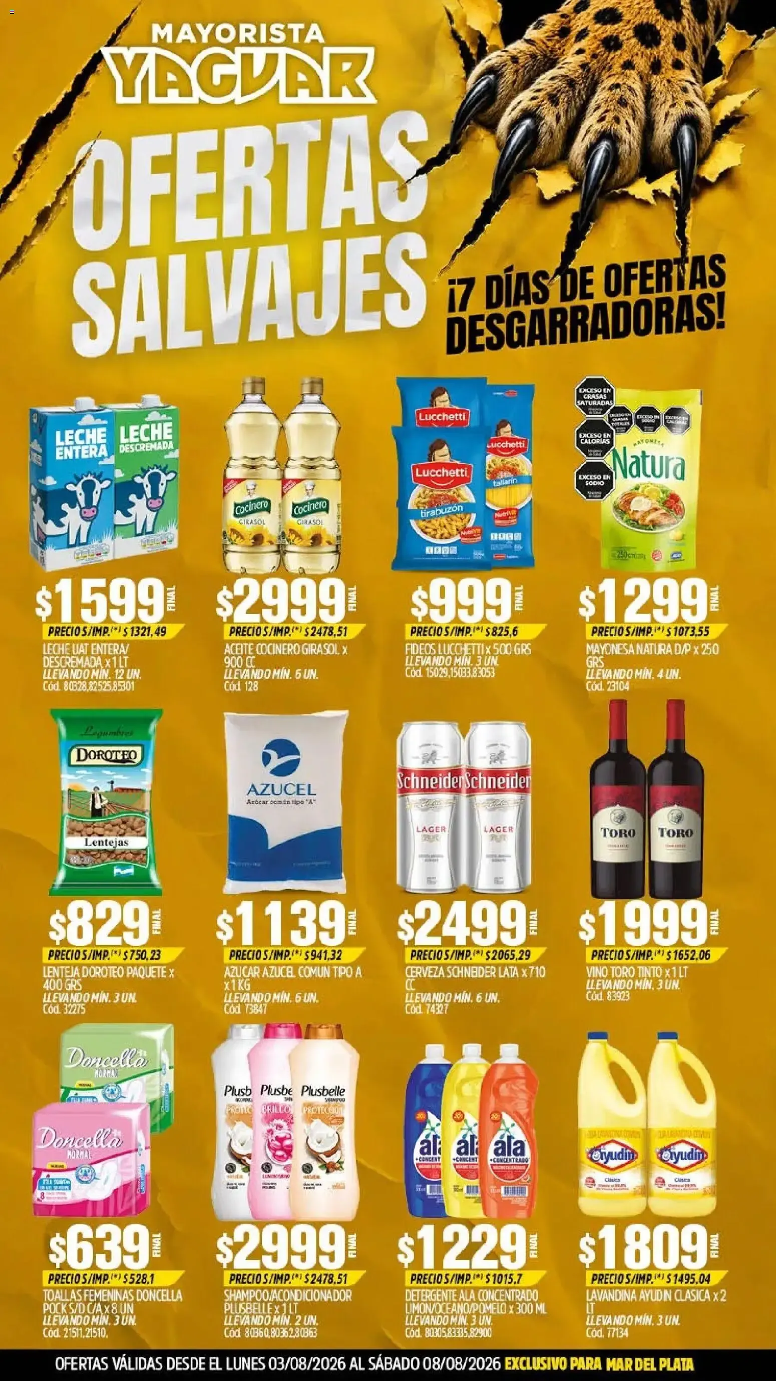 Ofertas de Yaguar: Ofertas Salvajes - Mar del Plata 3 de agosto al 8 de agosto 2026 - Página 1 del catálogo