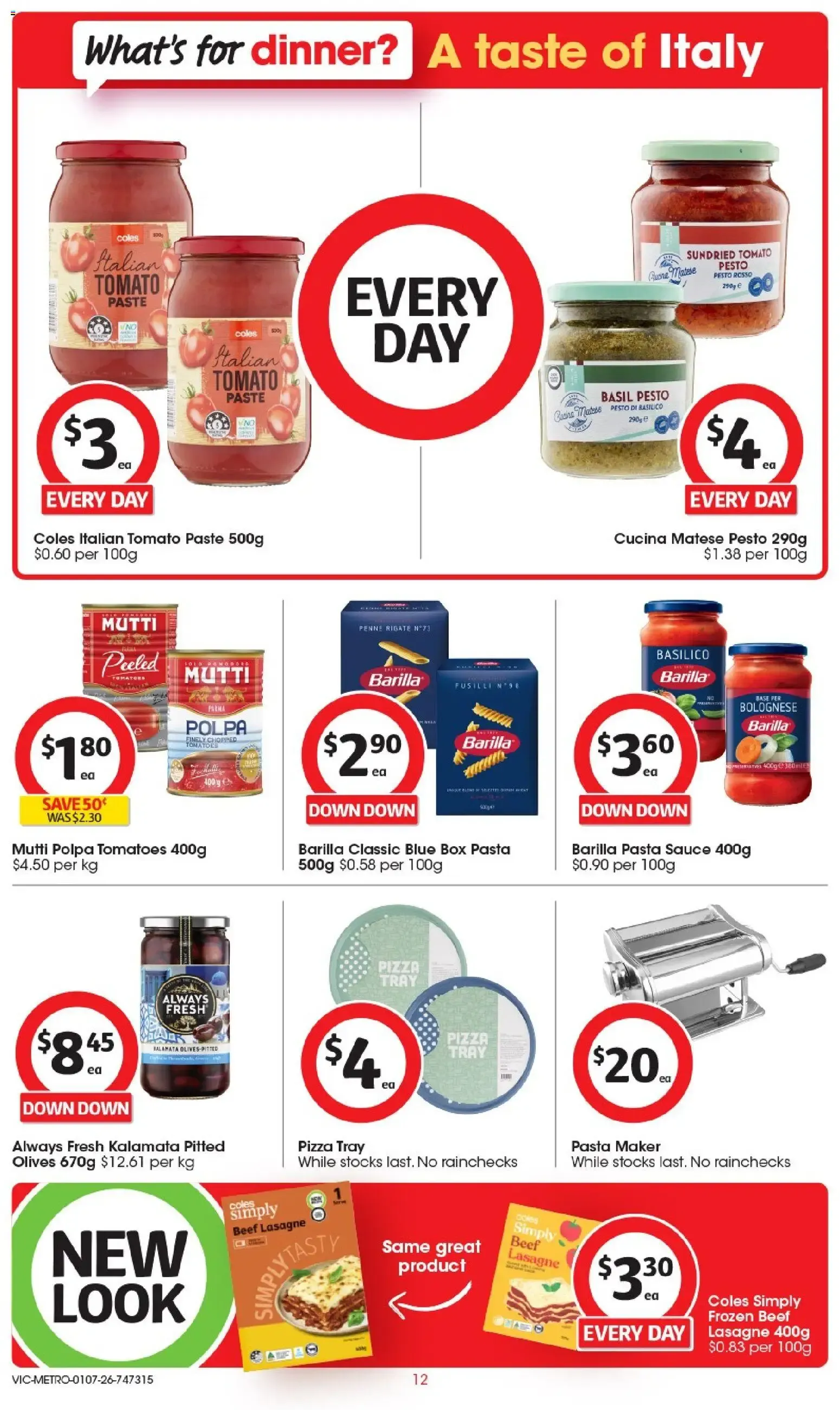 Coles: What's for dinner? A taste of Italy - Half Price Deals - Catalogue valid from 1 July to 7 July 2026 - page 12