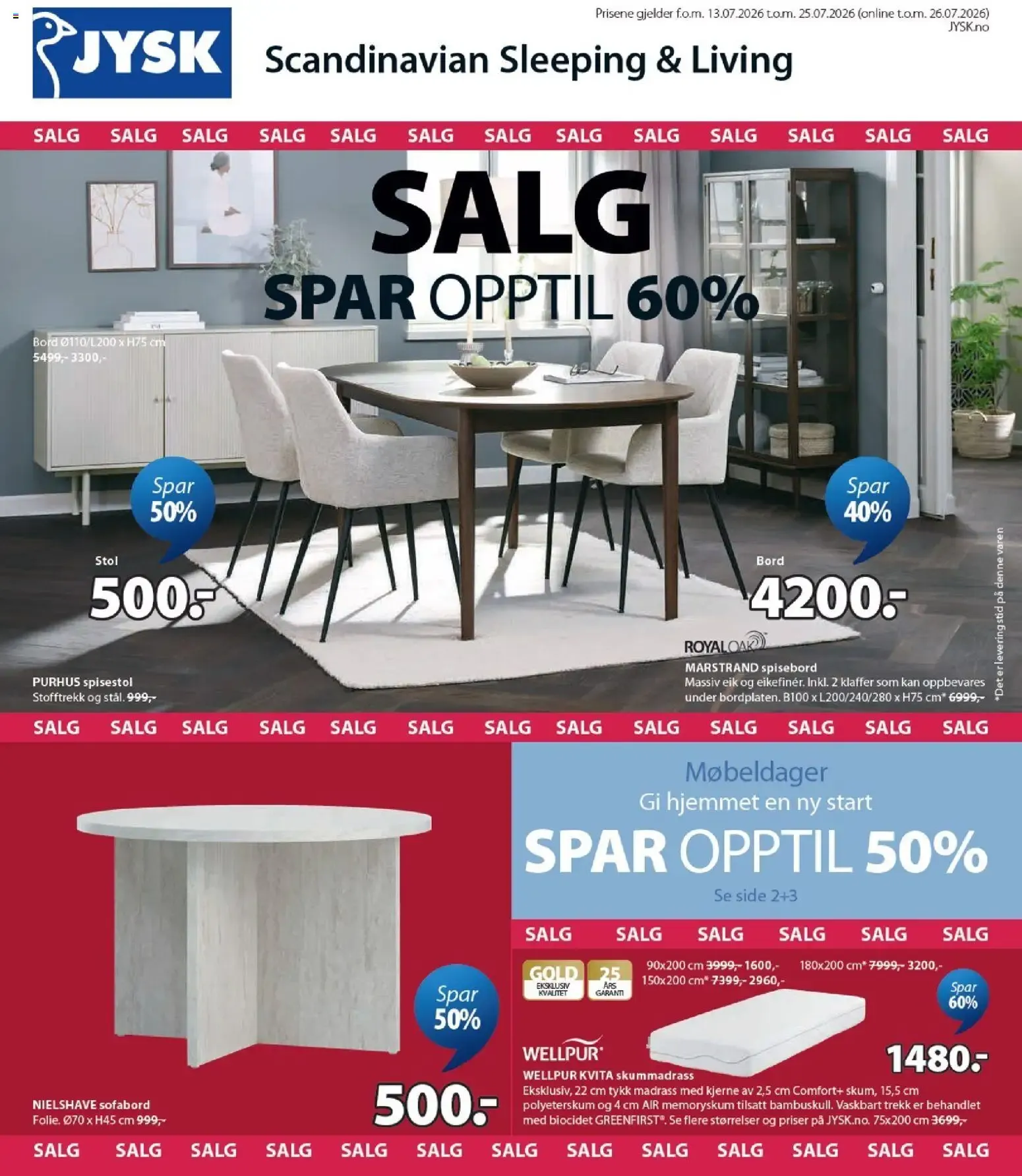 JYSK Scandinavian Sleeping & Living - Møbeldager fra 13. juli til 25. juli 2026 - kundeavisside 1