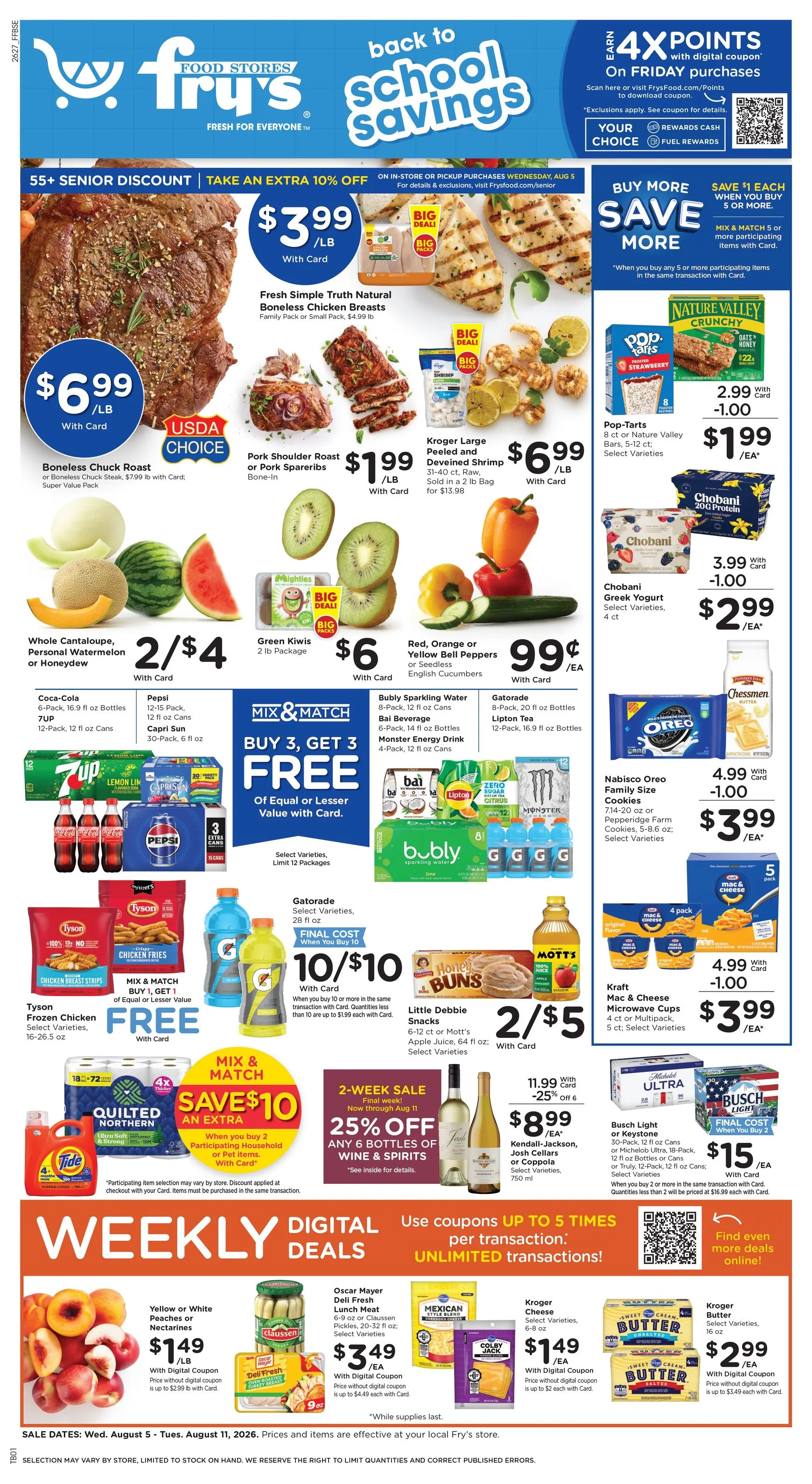 Weekly ad Current Fry's Food Stores leaflet valid from Wednesday 08/05/2026 to Tuesday 08/11/2026 from August 5 to August 11 2026 - Page 1