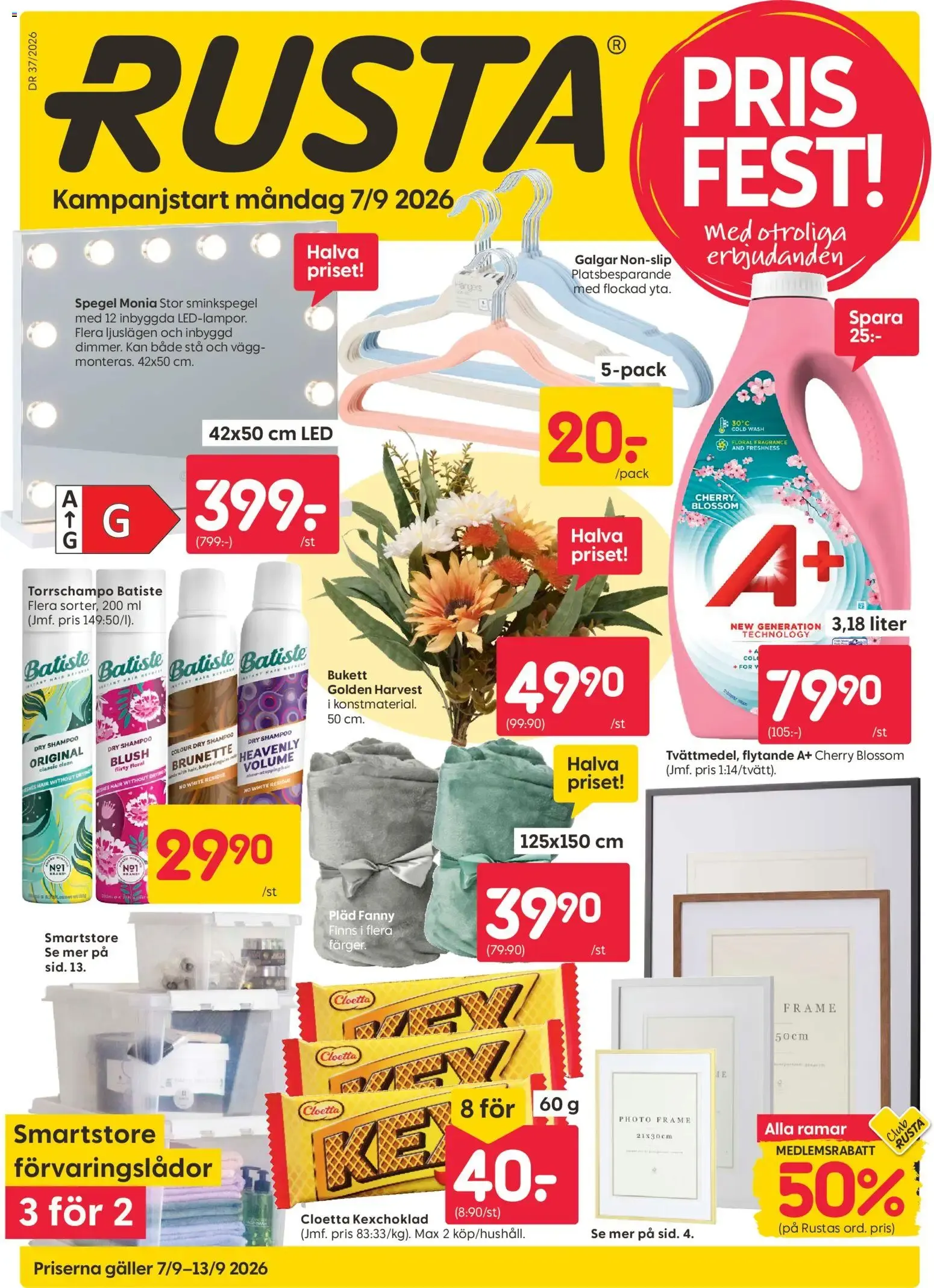 Rusta erbjudanden från 07/09/2026 - 13/09/2026 > Reklamblad nuvarande rabatter