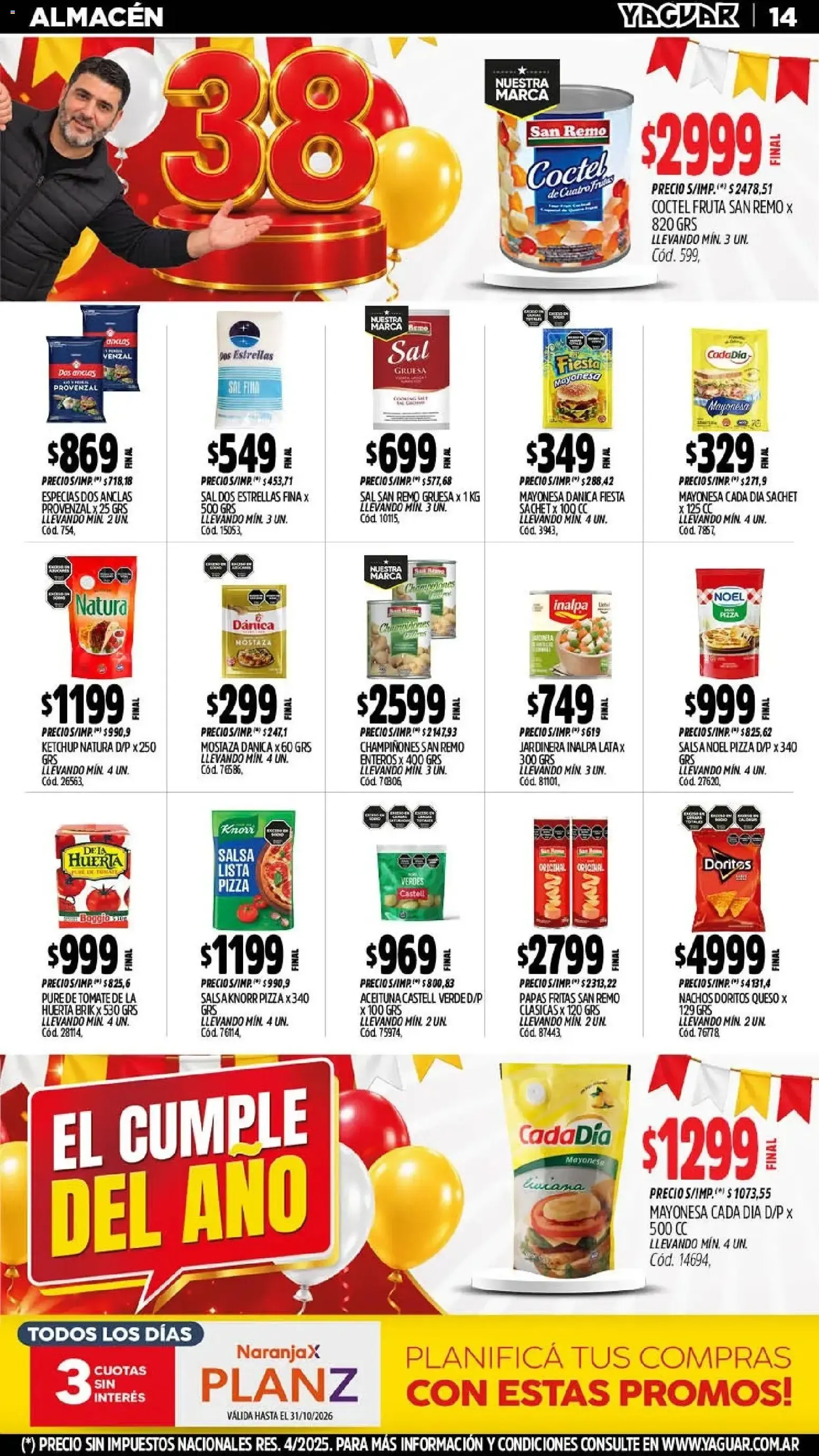 Ofertas de Mayorista Yaguar - El Cumple del Año 38 26 de octubre al 31 de octubre 2026 - Página 13 del catálogo