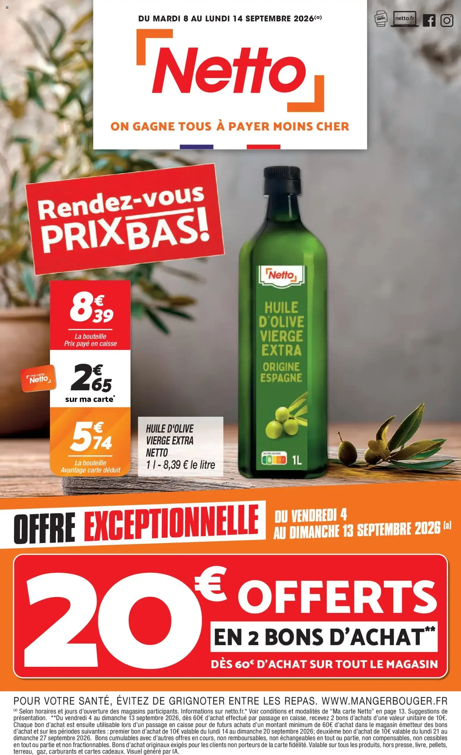 Netto rendez-vous prix bas à partir du 08/09/2026 - promo en ligne du 8 septembre au 14 septembre 2026 - Catalogue page 1