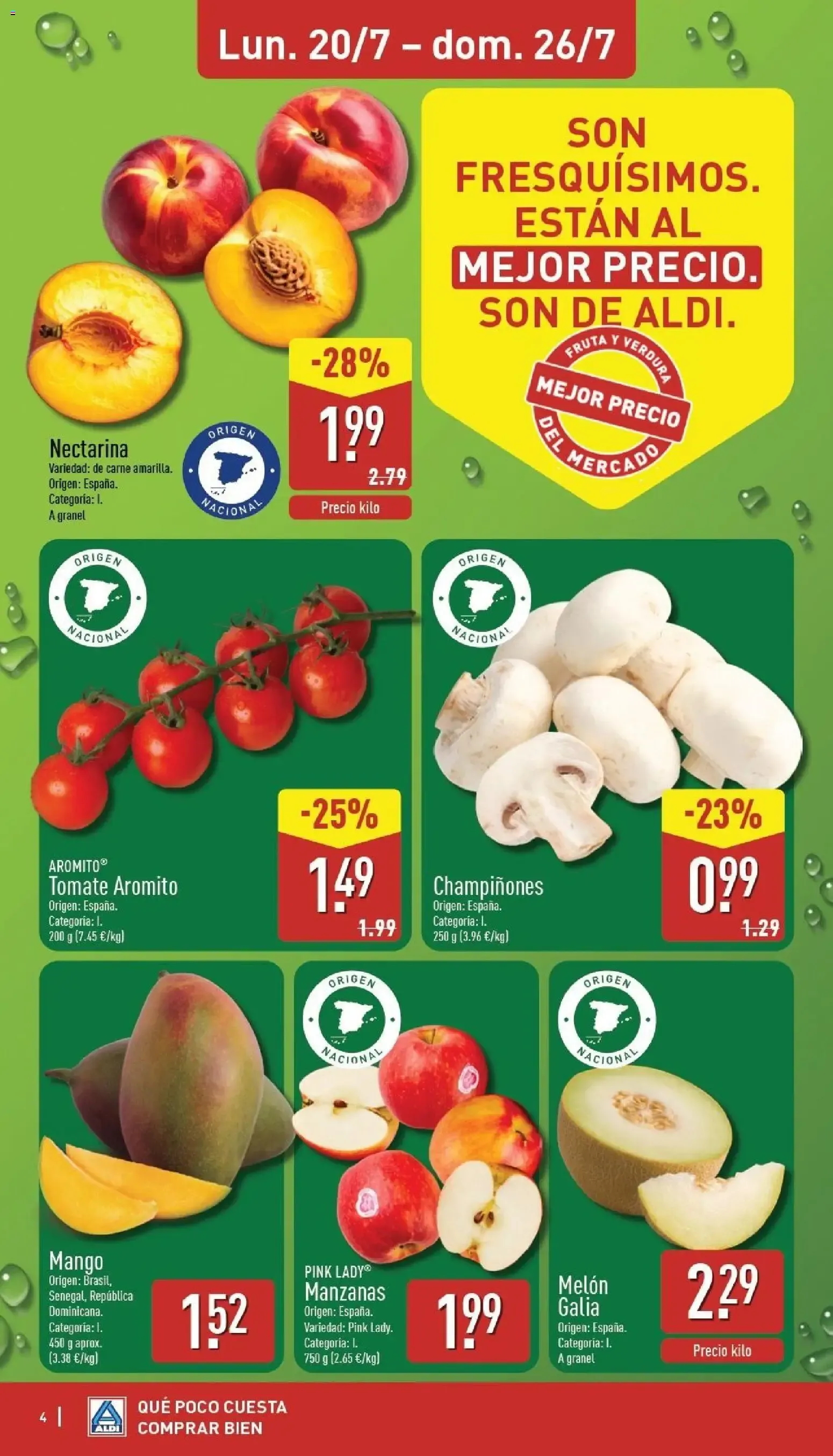 Catálogo de Aldi: Frescura a precios para tirarse a la piscina. Ahorra hasta un 33% más. 20 de julio al 26 de julio 2026 - Página 4