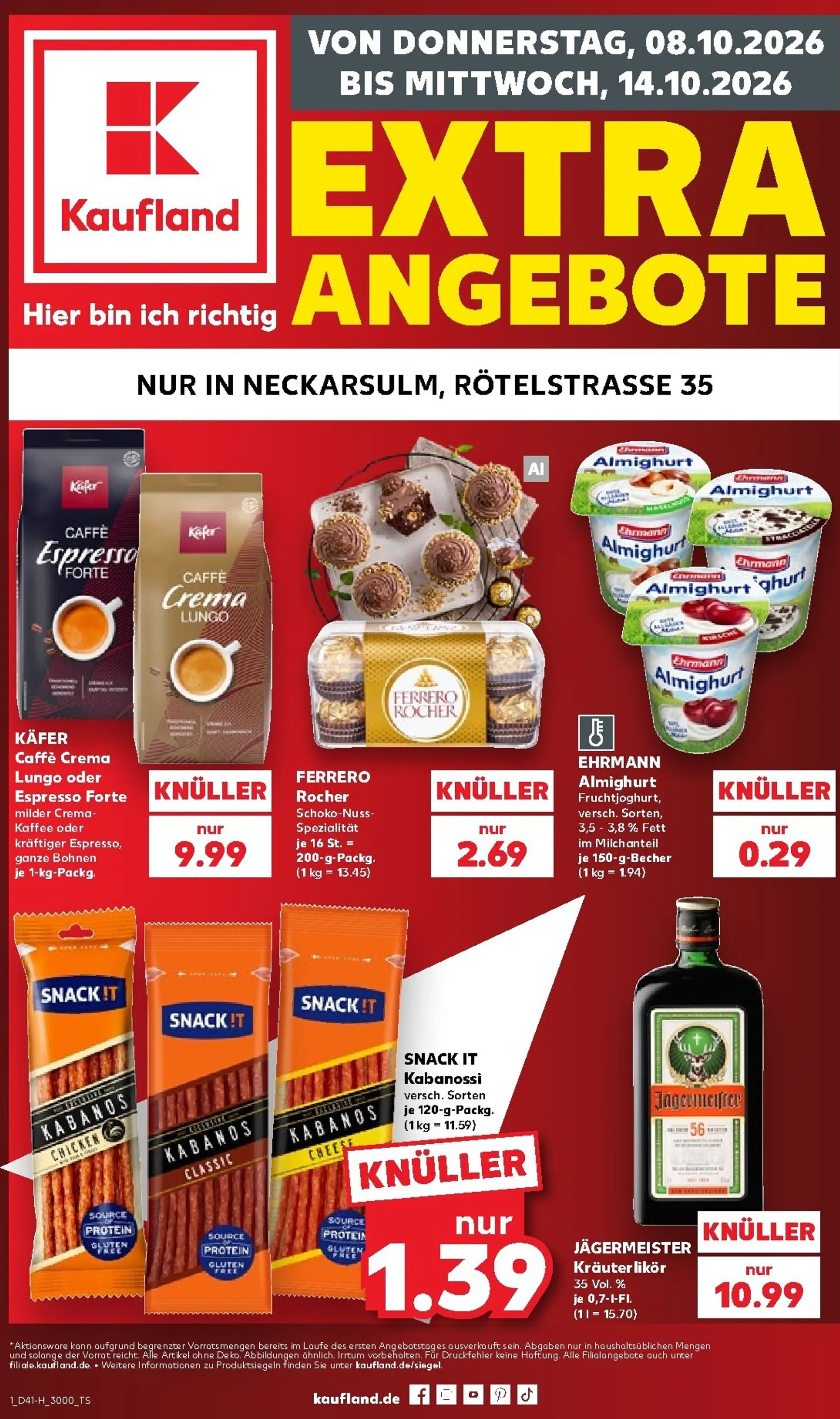 Kaufland - Neckarsulm Prospekt nächste Woche – von Donnerstag 08.10.2026 bis Mittwoch 14.10.2026 von 8. Oktober bis 14. Oktober 2026 - Prospekt seite 1