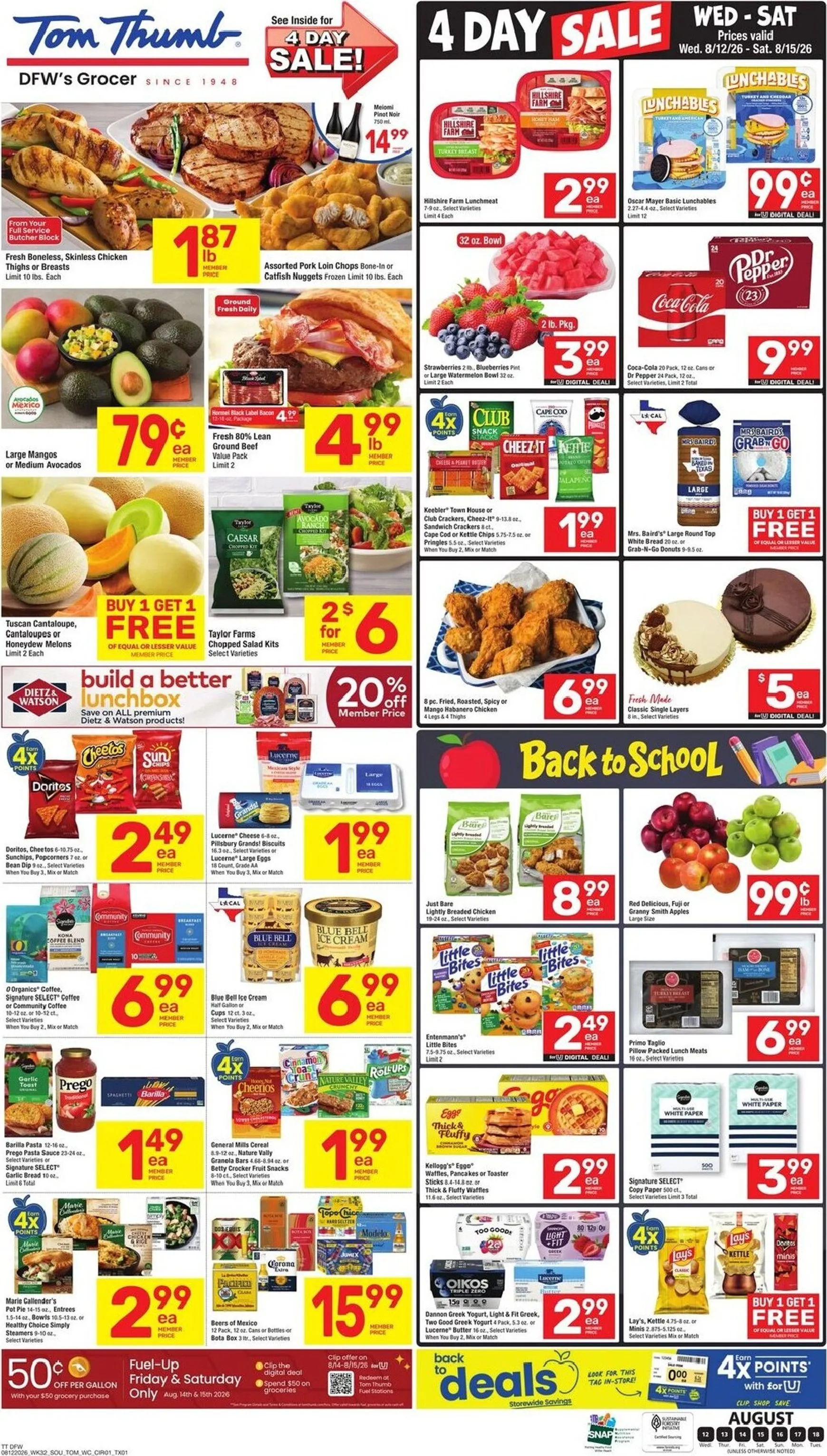 Weekly ad Tom Thumb 4 Day Sale from August 12 to August 15 2026 - Page 1
