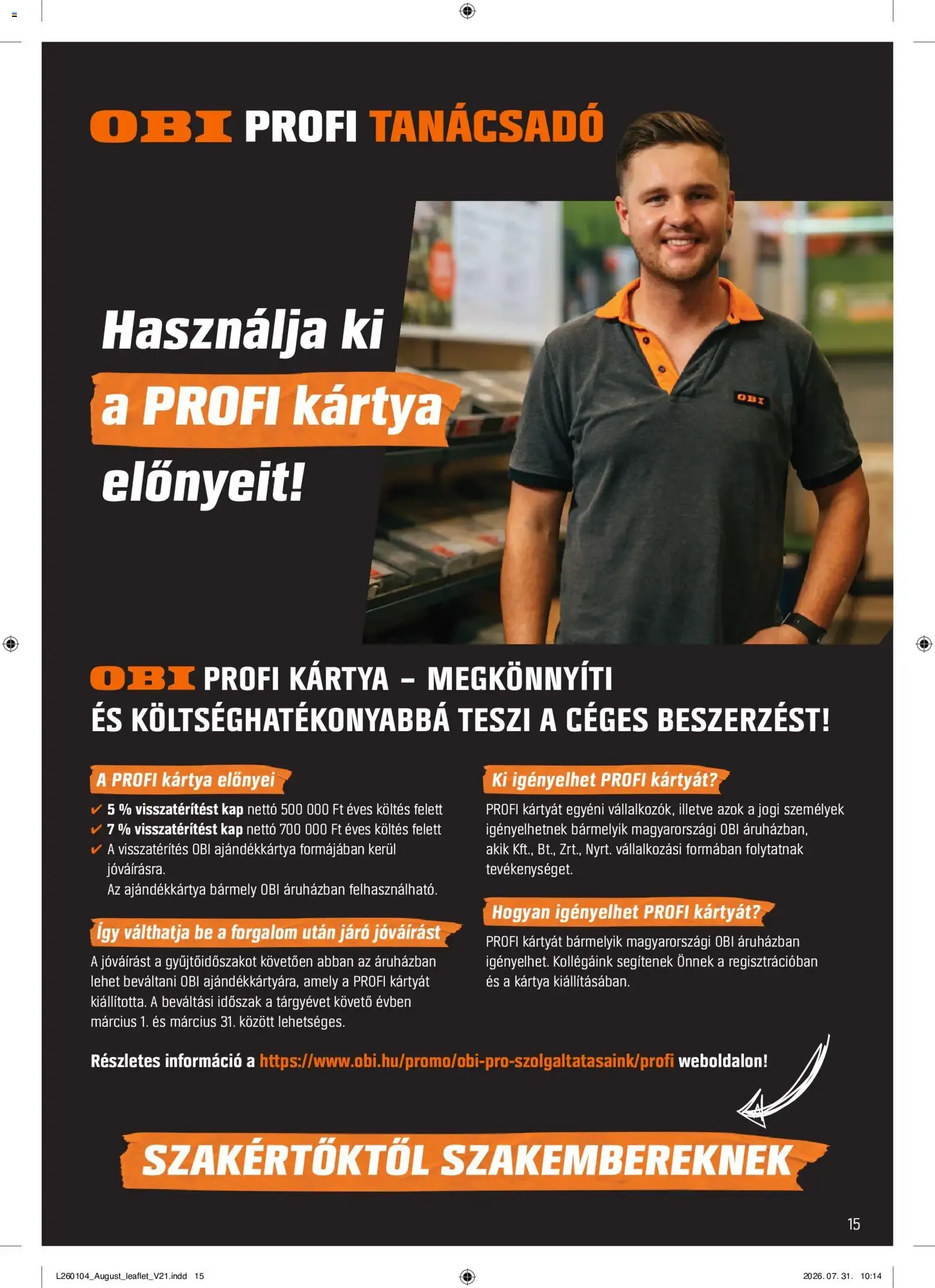Katalógus OBI Vigye haza a nyarat! - 2026.08.04. -tól/töl > akció, lapozható szórólap 🛍️ augusztus 4.-tól augusztus 30.-ig 2026. - Oldal 15