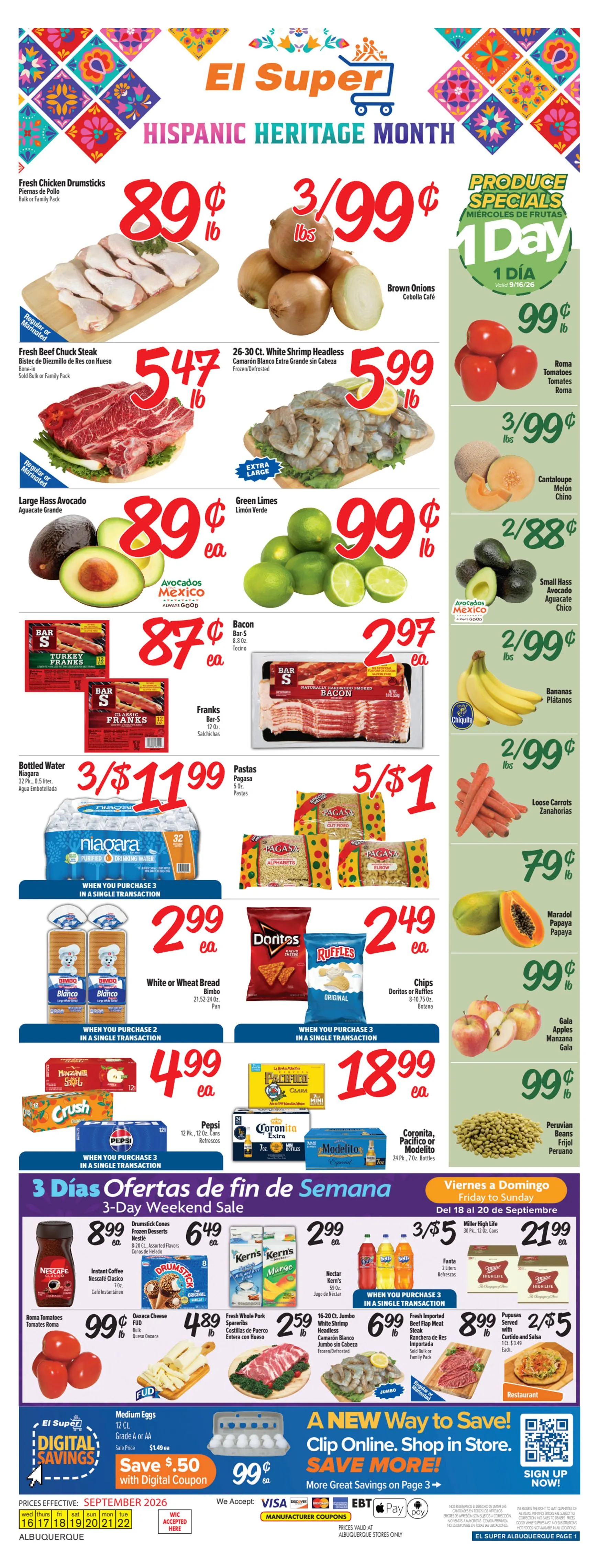 Weekly ad El Super - Hispanic Heritage Month from September 16 to September 22 2026 - Page 1