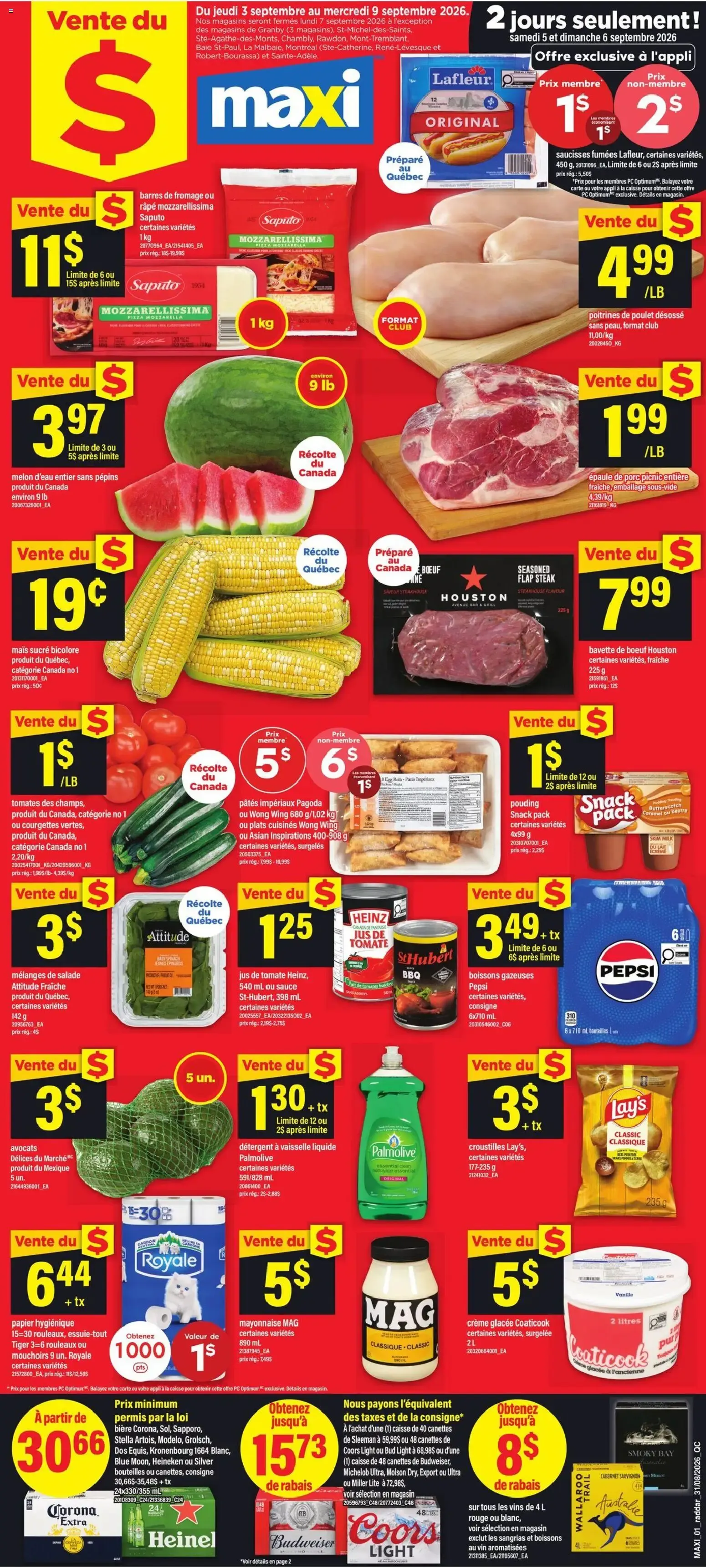 Maxi weekly flyer / circulaire from Sep 3, 2026 > weekly specials & deals from September 3 to September 9 2026 - flyer page 1