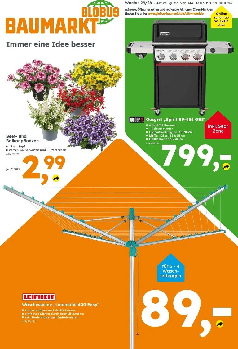 Globus Baumarkt Prospekt – von Sonntag 12.07.2026 bis Samstag 18.07.2026 von 13. Juli bis 18. Juli 2026 - Prospekt seite 1
