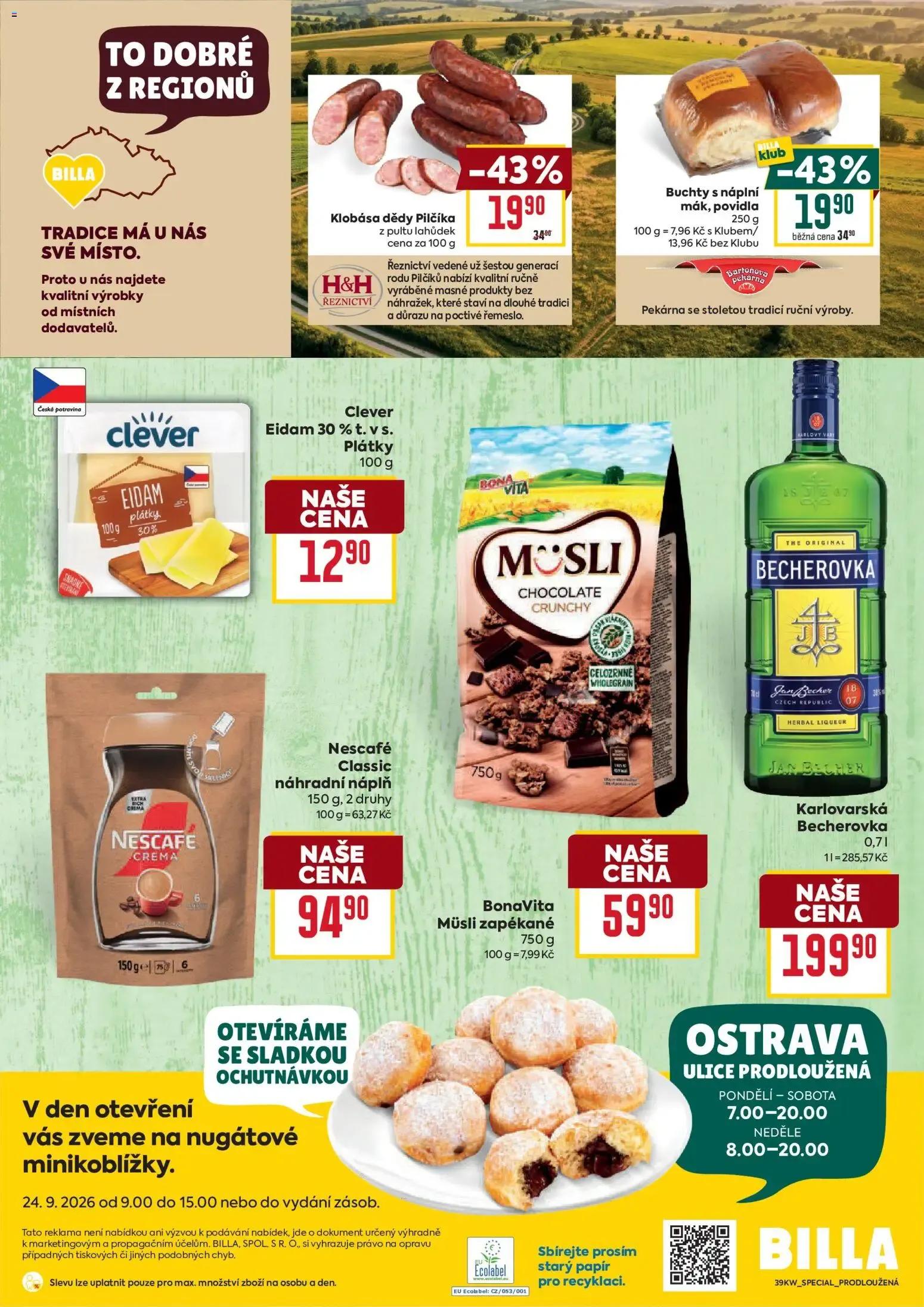 Billa: Nueva Apertura Ostrava, Ulice Prodloužená con Ofertas - 24. září 29. září 2026 - Page 4