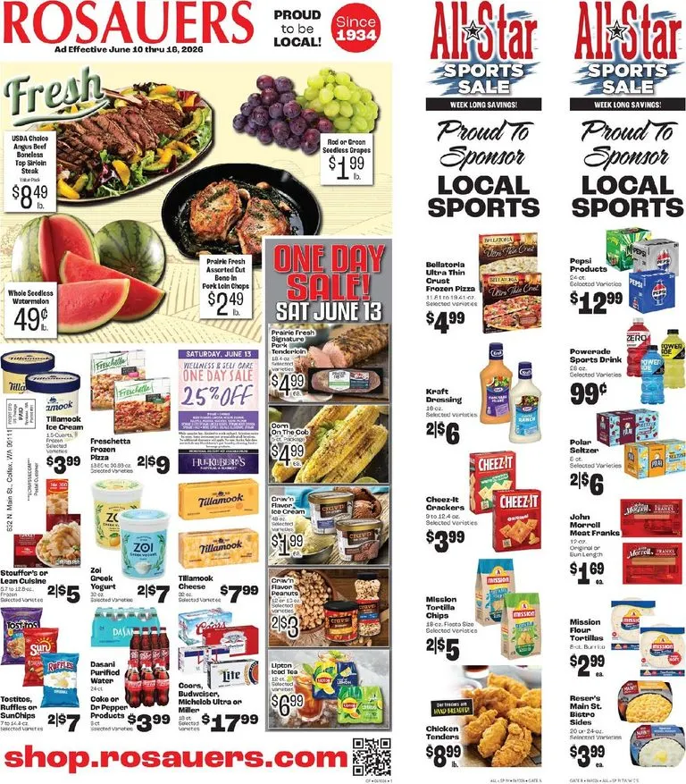 Weekly promotion Current Rosauers leaflet valid from Wednesday 06/10/2026 to Tuesday 06/16/2026 spanning from June 10 to June 16 2026 - Page 1 for Catalogue 365