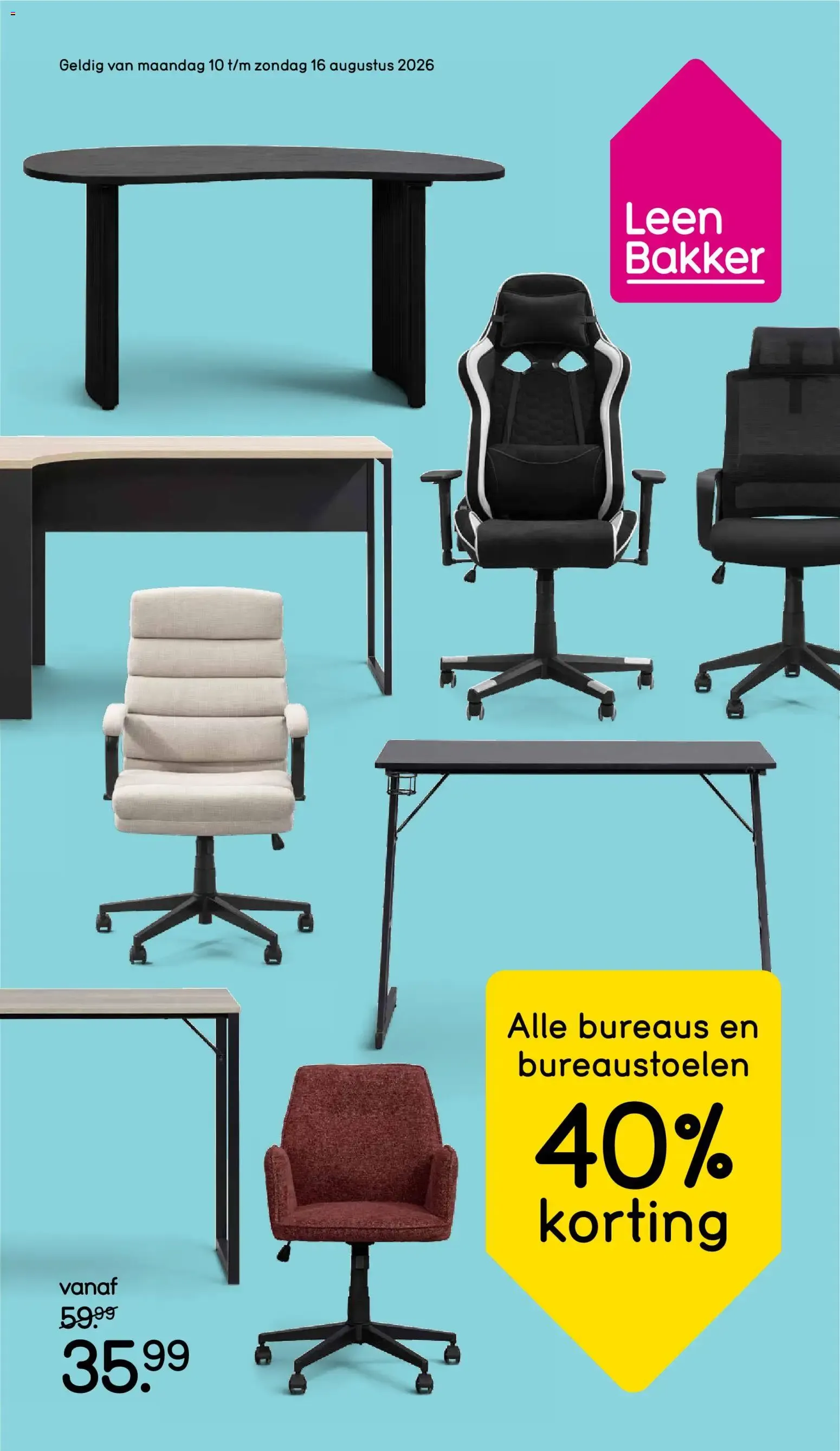 Leen Bakker - 40% de descuento en todos los escritorios y sillas de oficina