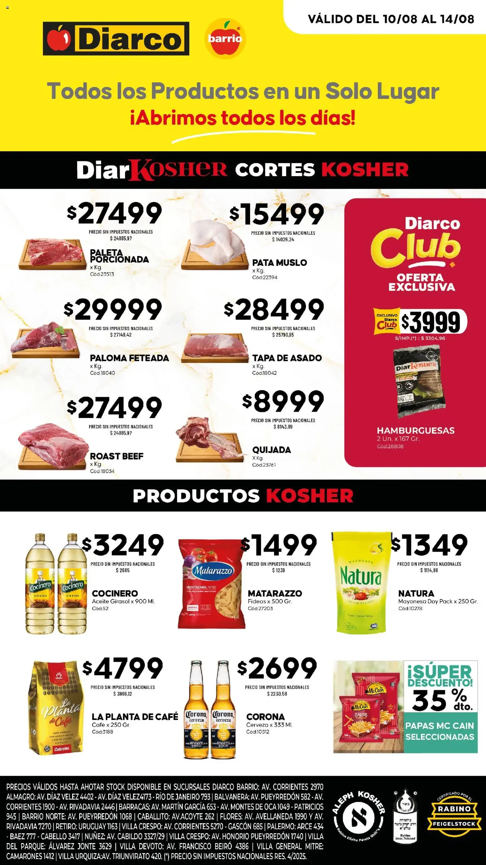 Ofertas de Diarco - Ofertas Kosher del 10/08/2026 - 14/08/2026 10 de agosto al 14 de agosto 2026 - Página 1 del catálogo