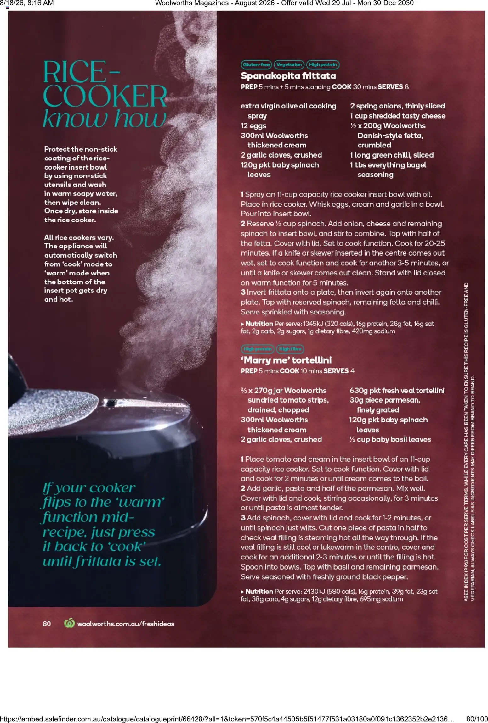 Woolworths Fresh Ideas - August 2026 - Catalogue valid from 29 July to 30 December 2030 - page 80