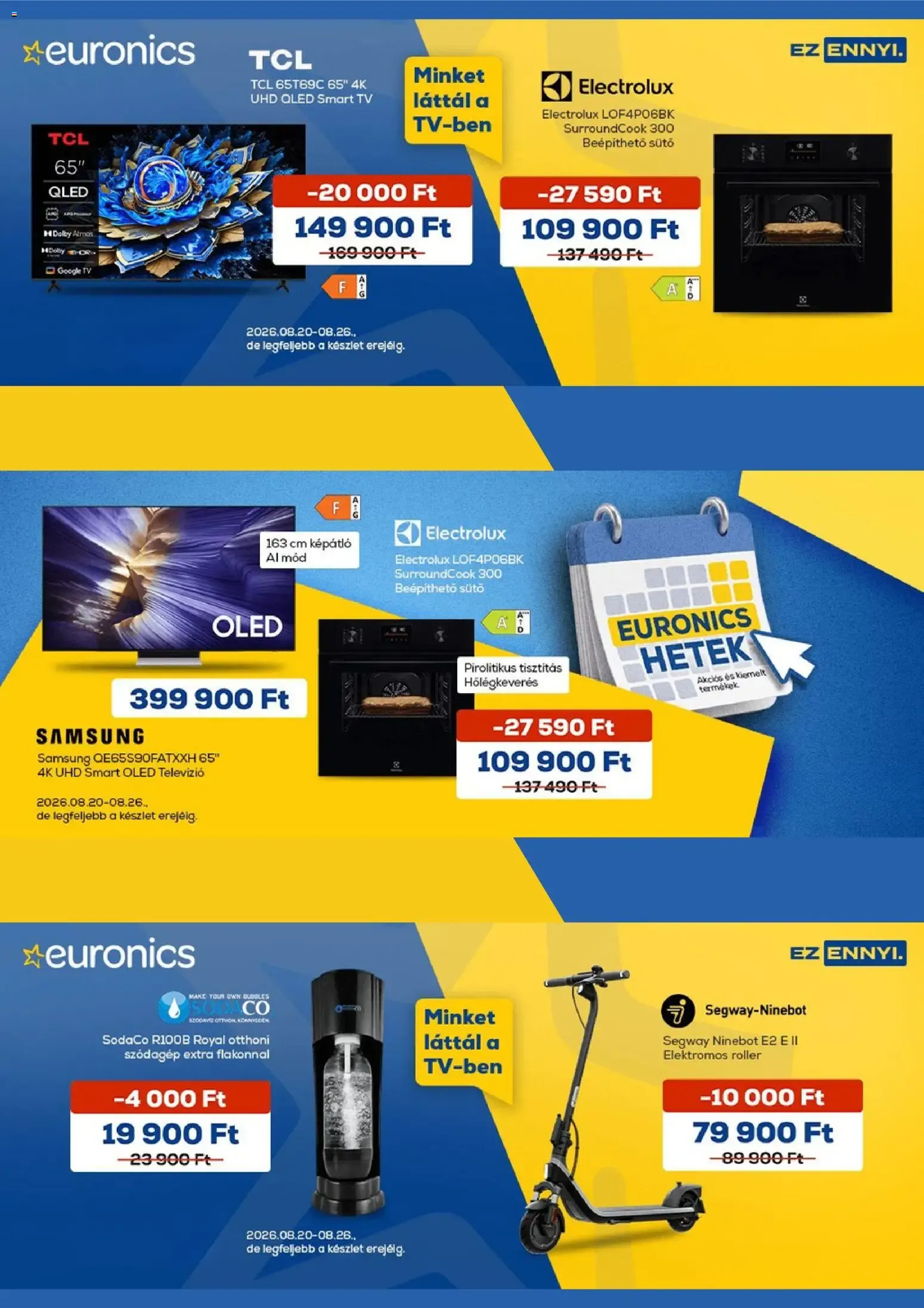 Katalógus Euronics akciós újság - 2026.08.20. -tól/töl > akció, lapozható szórólap 🛍️ augusztus 20.-tól augusztus 26.-ig 2026. - Oldal 1