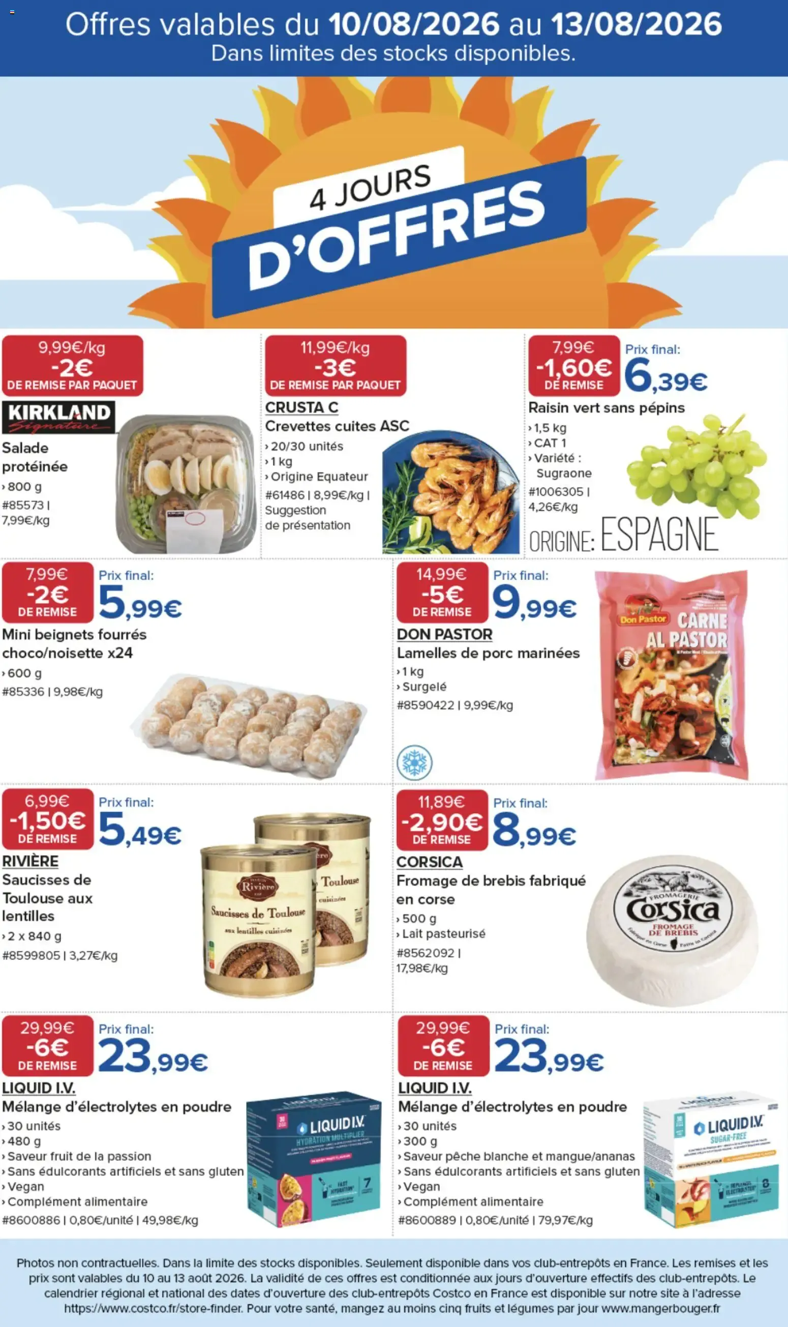 Costco 4 jours d'offres à partir du 10/08/2026 - promo en ligne du 10 août au 13 août 2026 - Catalogue page 1