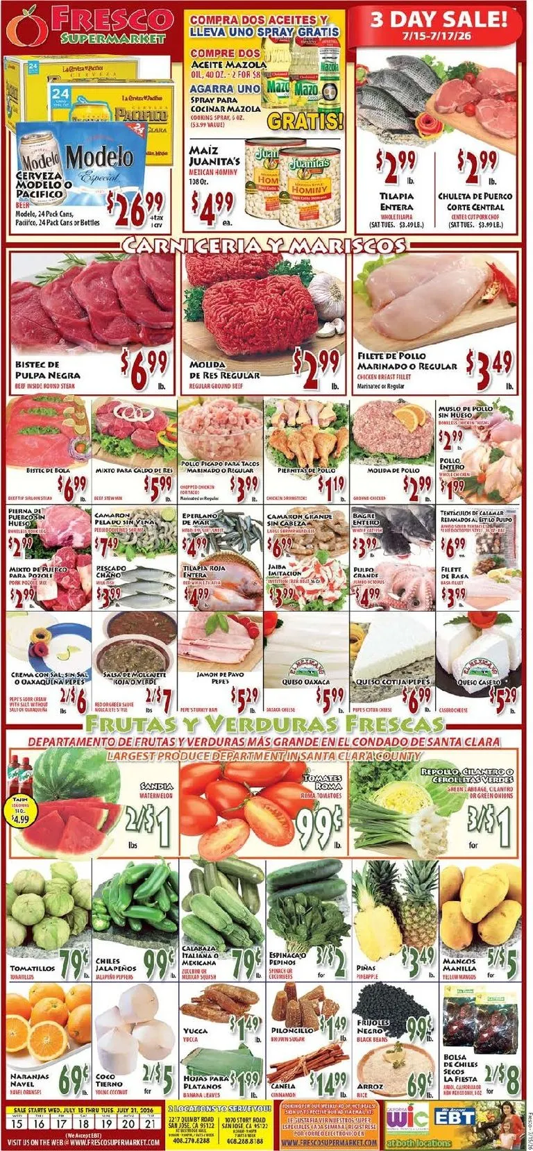 Weekly ad Current Fresco Supermarket leaflet valid from Wednesday 07/15/2026 to Tuesday 07/21/2026 from July 15 to July 21 2026 - Page 1